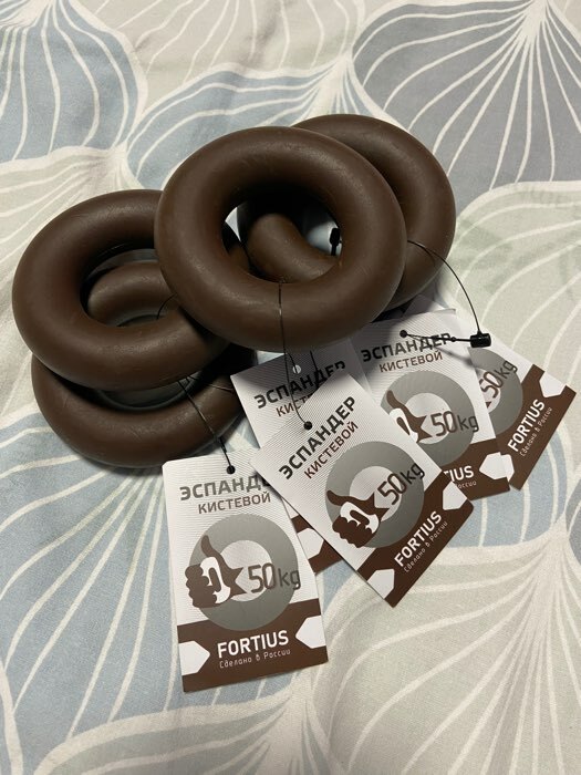 Фотография покупателя товара Эспандер кистевой Fortius, 50 кг, цвет коричневый - Фото 4