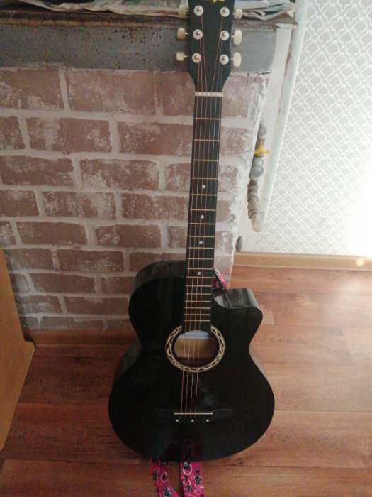 Фотография покупателя товара Гитара акустическая Music Life QD-H38Q-JP черная, 6-ти струнная, 97 см