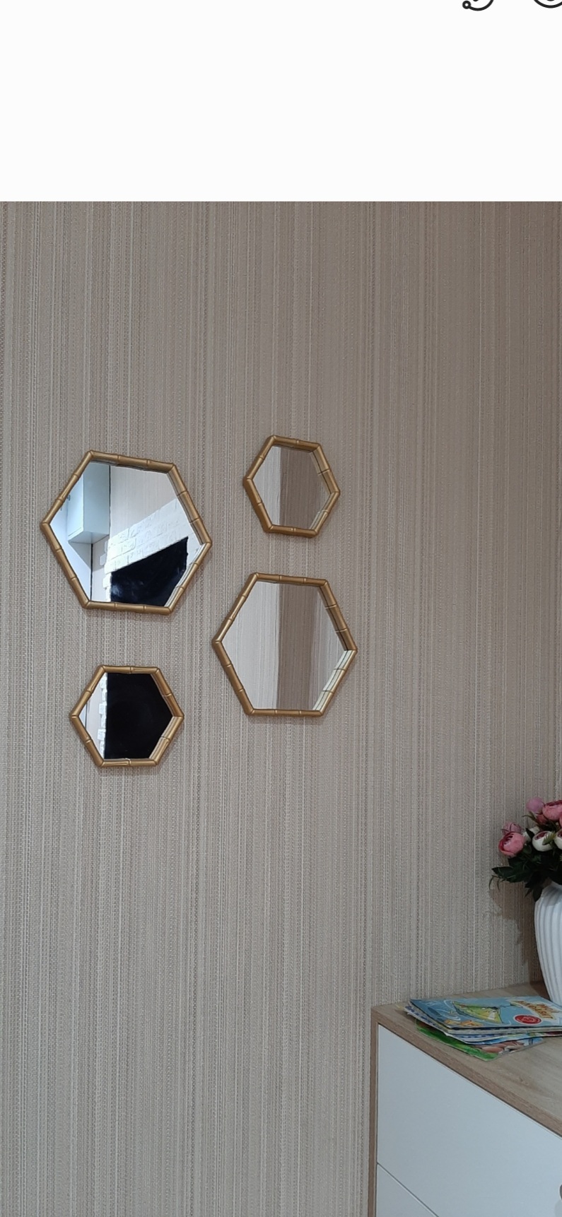 Фотография покупателя товара Набор настенных зеркал «Бамбук», зеркальная поверхность 22,7 × 20/15 × 13,2 см, цвет золотистый - Фото 1