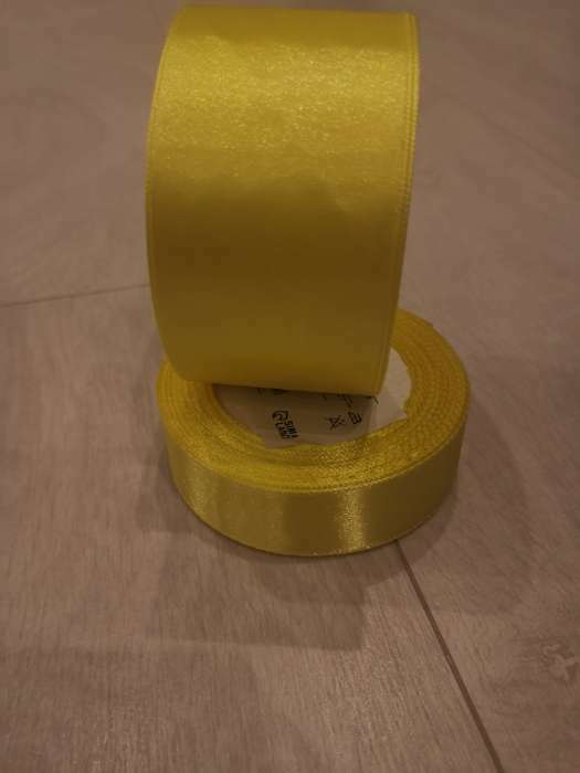 Фотография покупателя товара Лента атласная, 50 мм × 23 ± 1 м, цвет жёлтый №15 - Фото 8