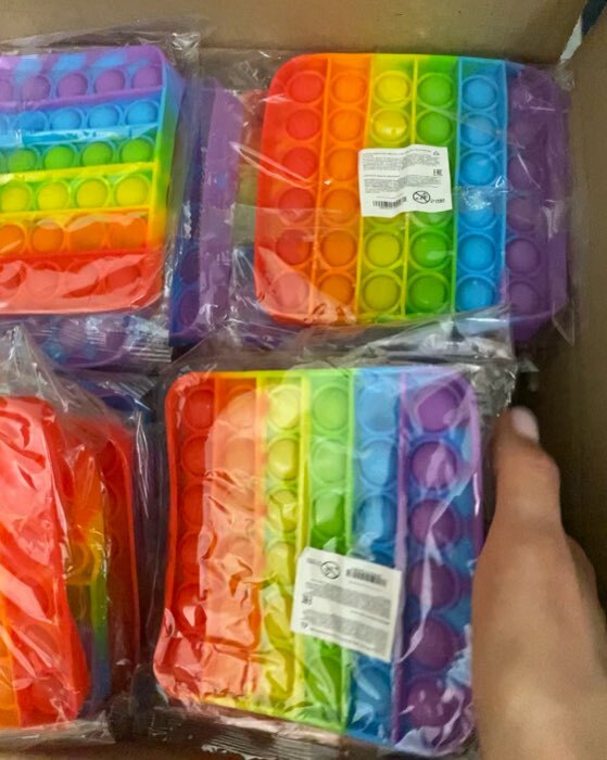 Фотография покупателя товара Антистресс тактильная сенсорная игрушка «POP IT», квадратная, радужная - Фото 2