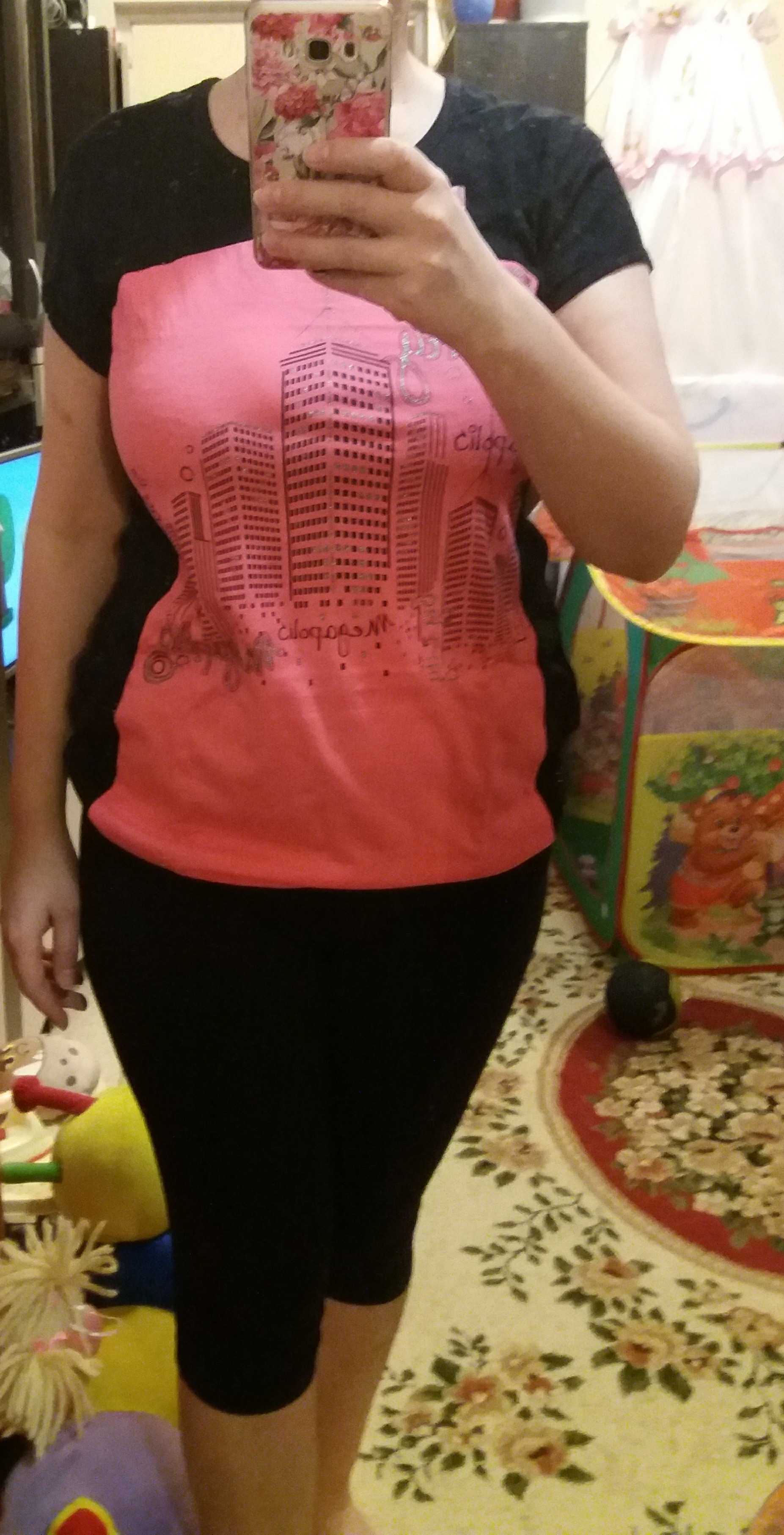 Фотография покупателя товара Комплект женский (футболка, бриджи) Мегаполис цвет розовый, р-р 48 - Фото 2