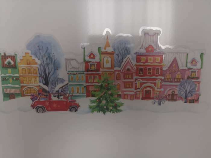 Фотография покупателя товара Наклейки на стекло «Новогодний городок», многоразовые, 20 × 34 см - Фото 2