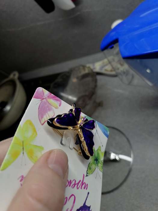Фотография покупателя товара Брошь «Бабочка» дарк, цвет чёрно-фиолетовый в чернёном золоте