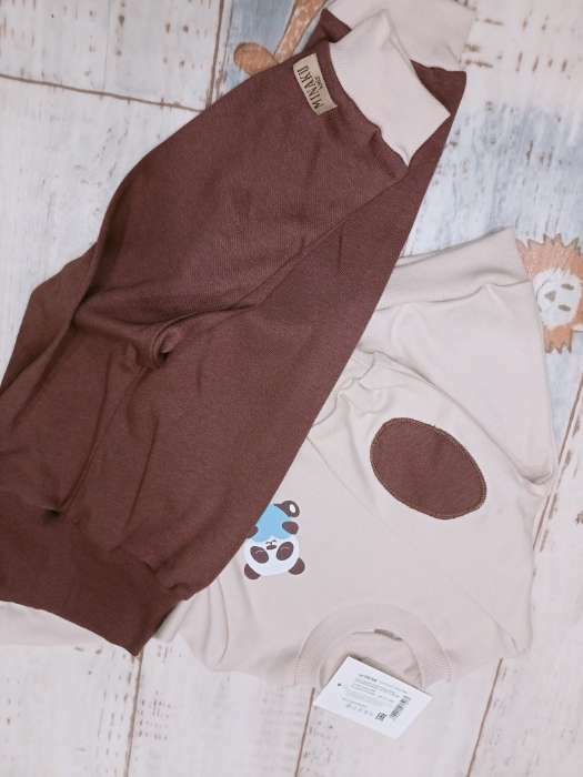 Фотография покупателя товара Костюм детский (свитшот, брюки) MINAKU, цвет бежевый/коричневый, рост 86-92 см