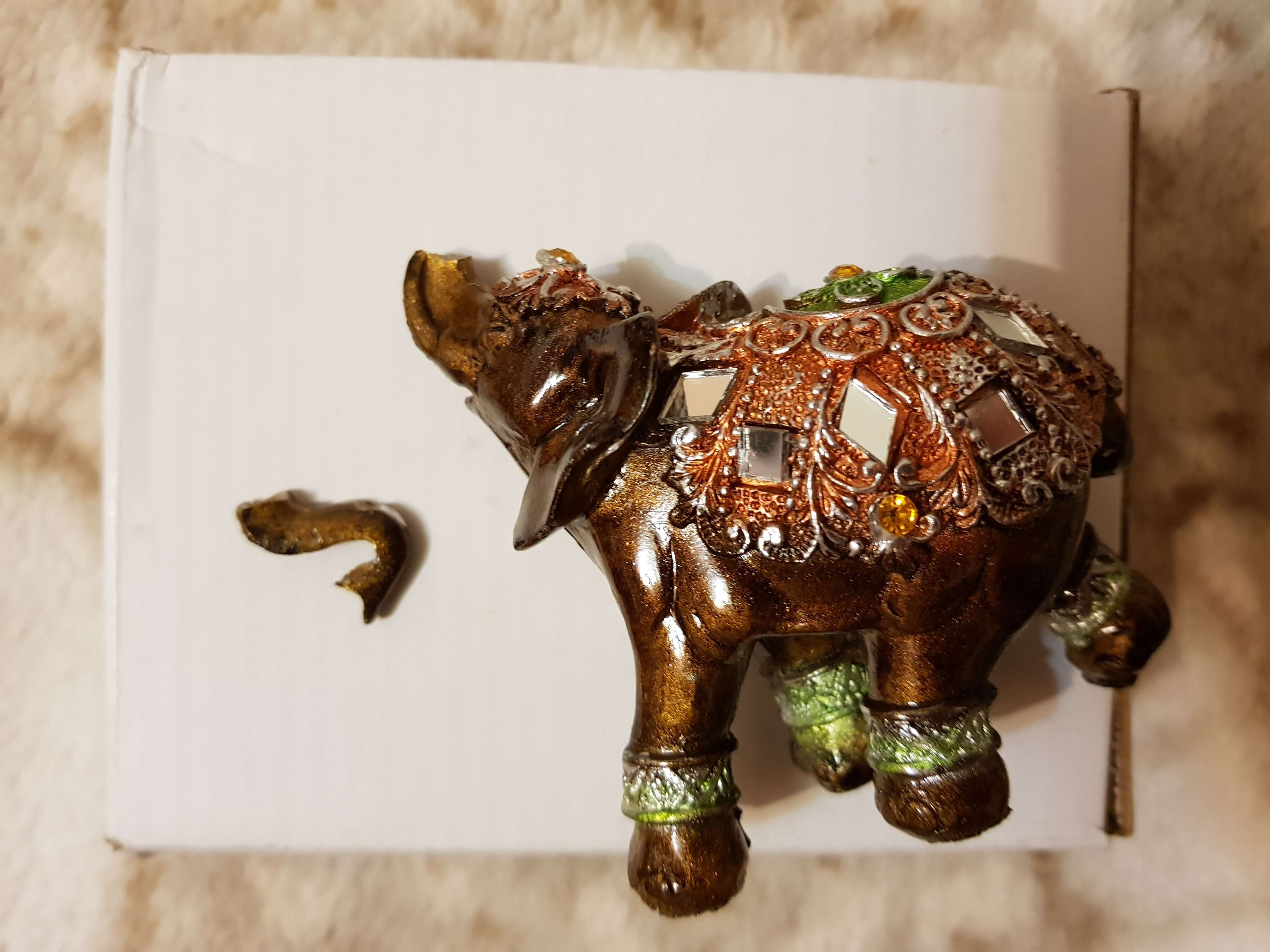 Фотография покупателя товара Сувенир полистоун "Слон с красочной попоной с зеркальными ромбами" 9х9х3,5 см - Фото 1