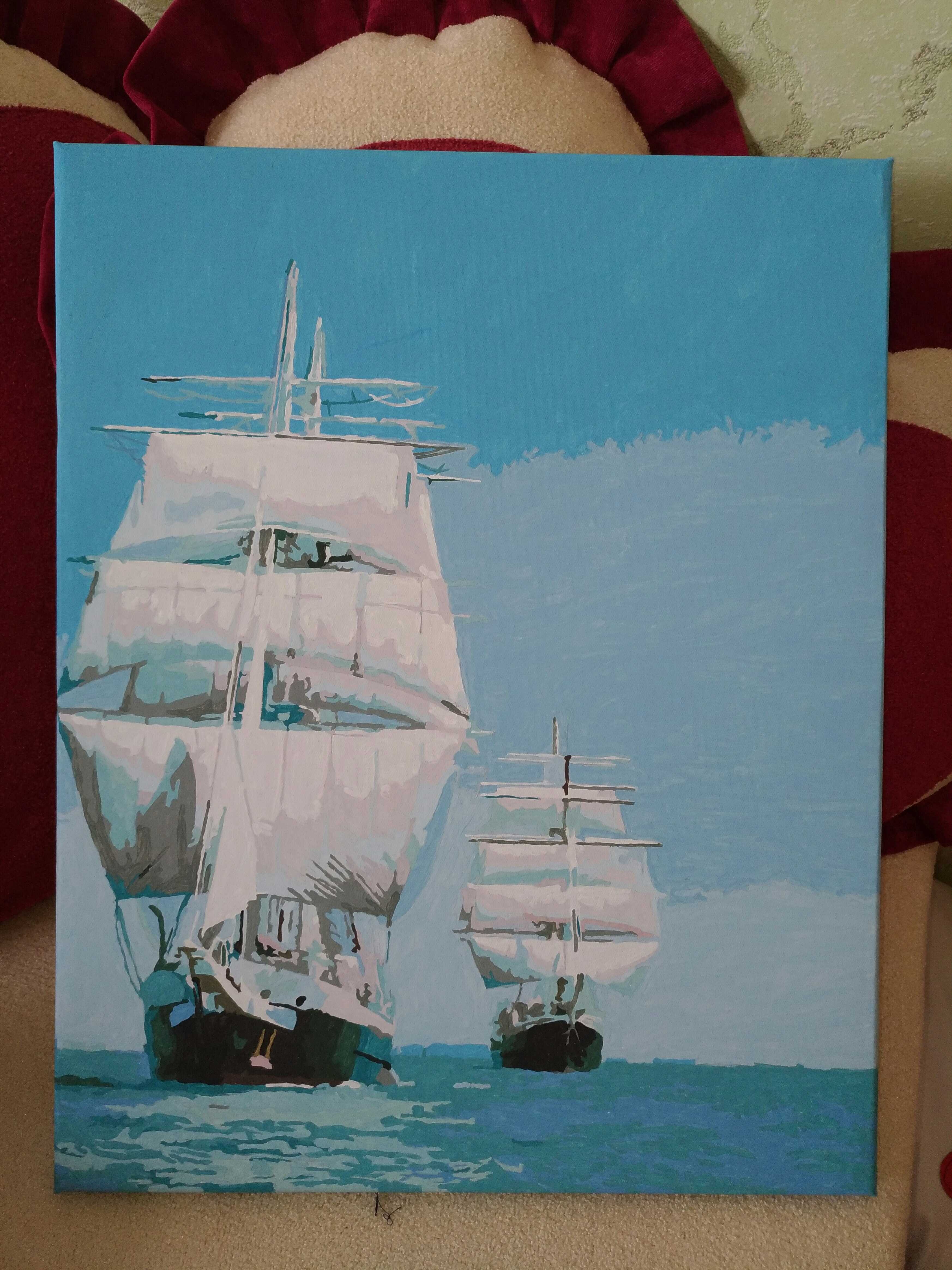 Фотография покупателя товара Картина по номерам «Корабли в море» 40х50 см - Фото 3