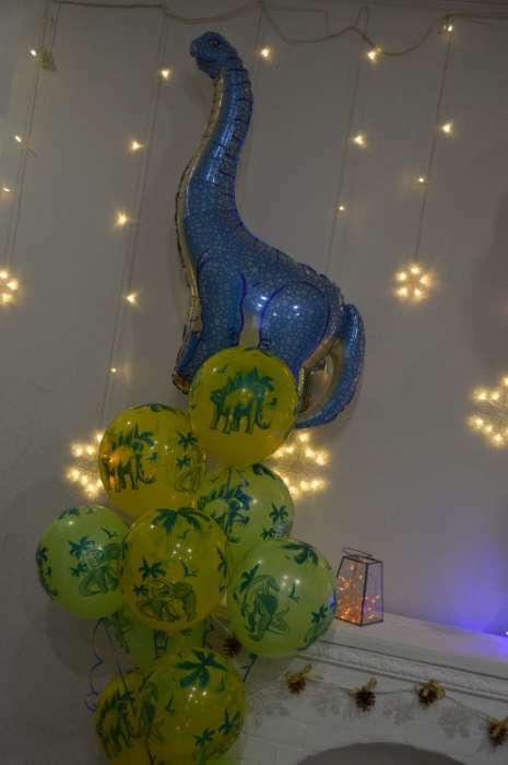 Фотография покупателя товара Шар фольгированный 43" «Динозавр», цвет голубой - Фото 1
