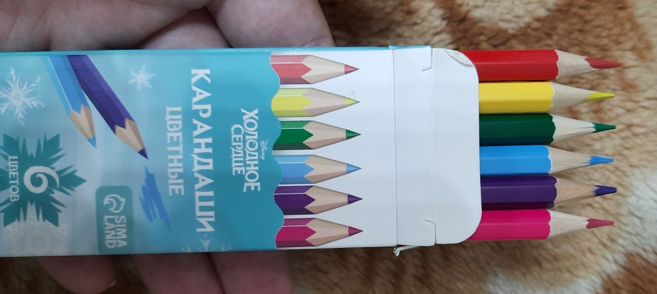 Фотография покупателя товара Цветные карандаши, 6 цветов, шестигранные, Холодное сердце