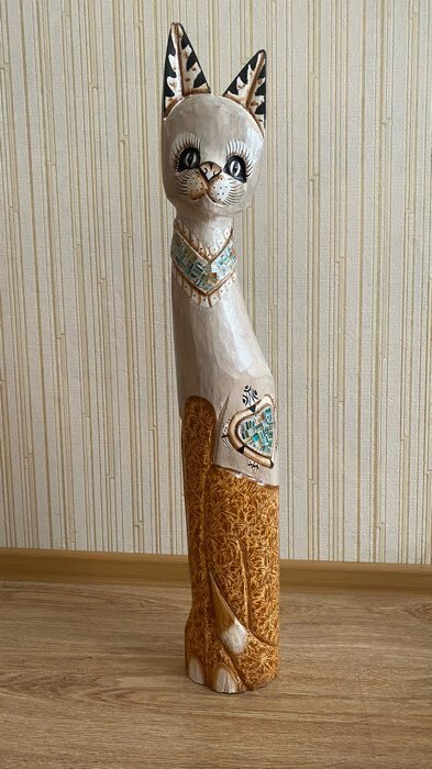 Фотография покупателя товара Сувенир «Кошка в ошейнике с сердечком», 80 см, дерево - Фото 5