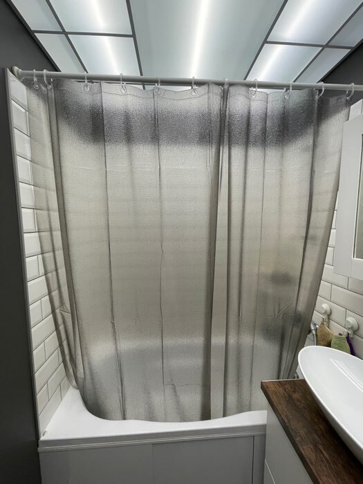 Фотография покупателя товара Штора для ванной комнаты Meiwa Pebbles, 182х182 см, ПВХ, цвет серый - Фото 2