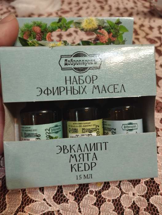 Фотография покупателя товара Набор эфирных масел эвкалипт, мята, кедр, "Добропаровъ", 3 шт по 17 мл