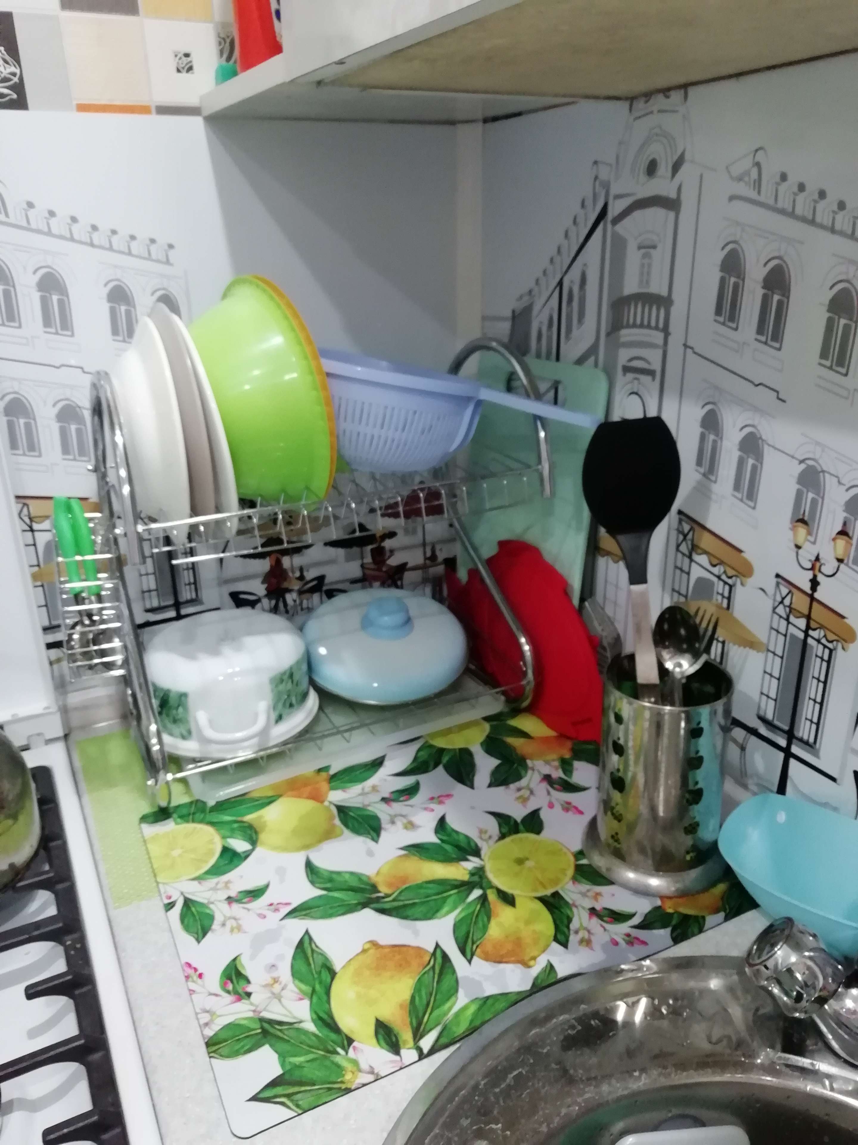 Фотография покупателя товара Сушилка для посуды Доляна «Стойка», S-образная, 40×23,5×34 см, цвет хром