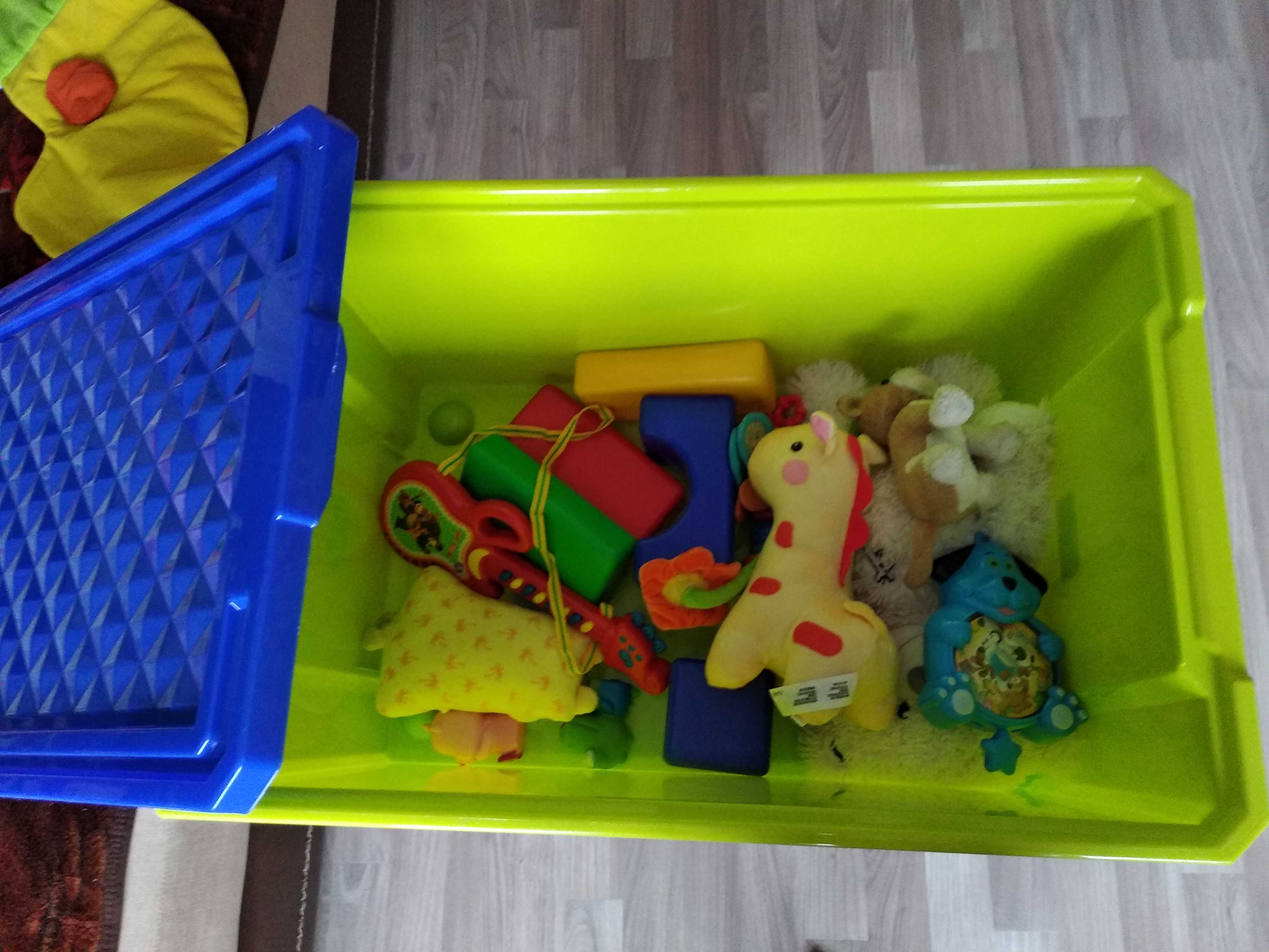 Фотография покупателя товара Ящик для игрушек с крышкой «Лего», 57 л, на колёсиках, цвет фисташковый - Фото 4