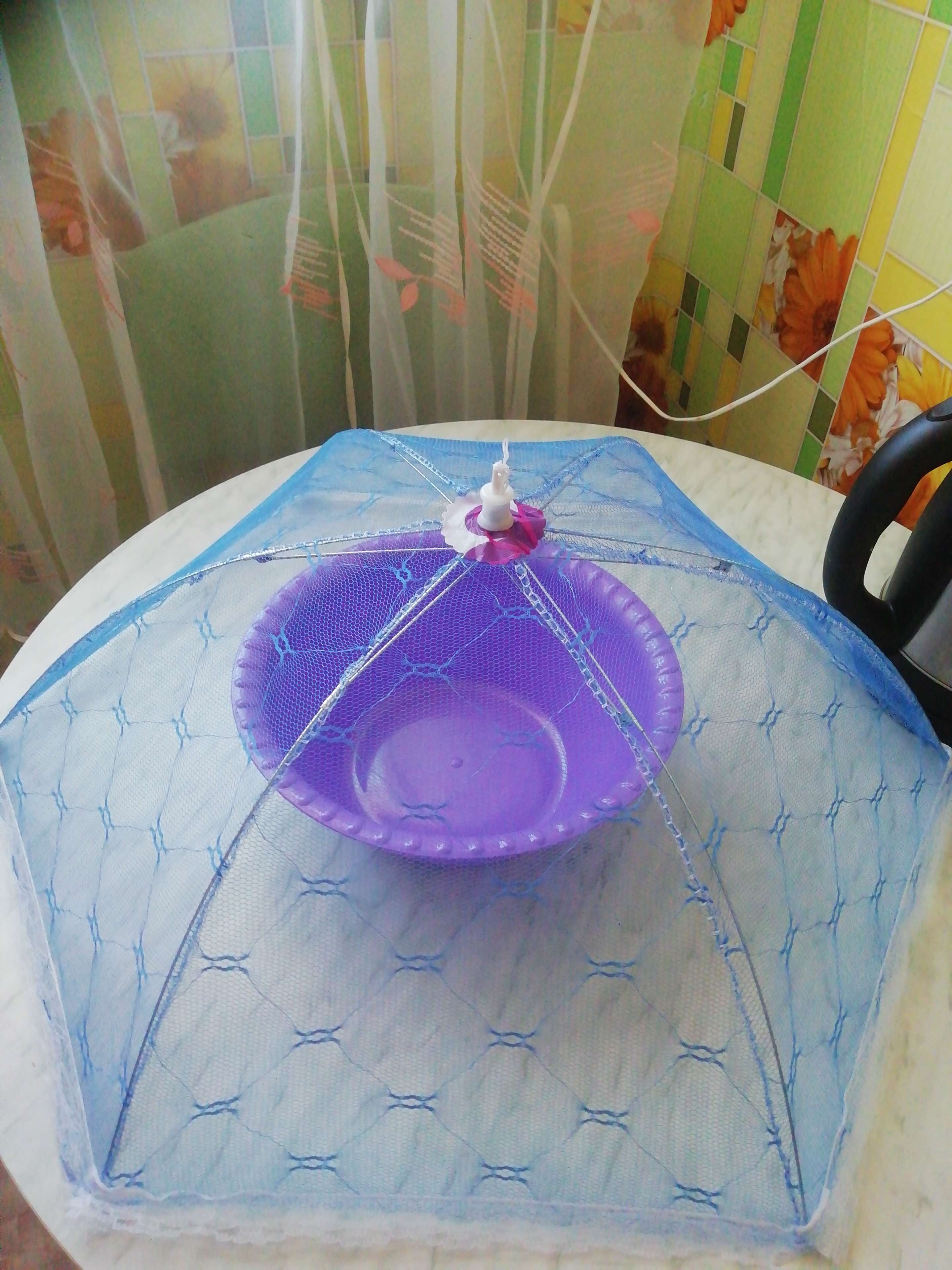 Фотография покупателя товара Сетка защитная для еды «Зонтик», 62×62 см, цвет МИКС - Фото 4