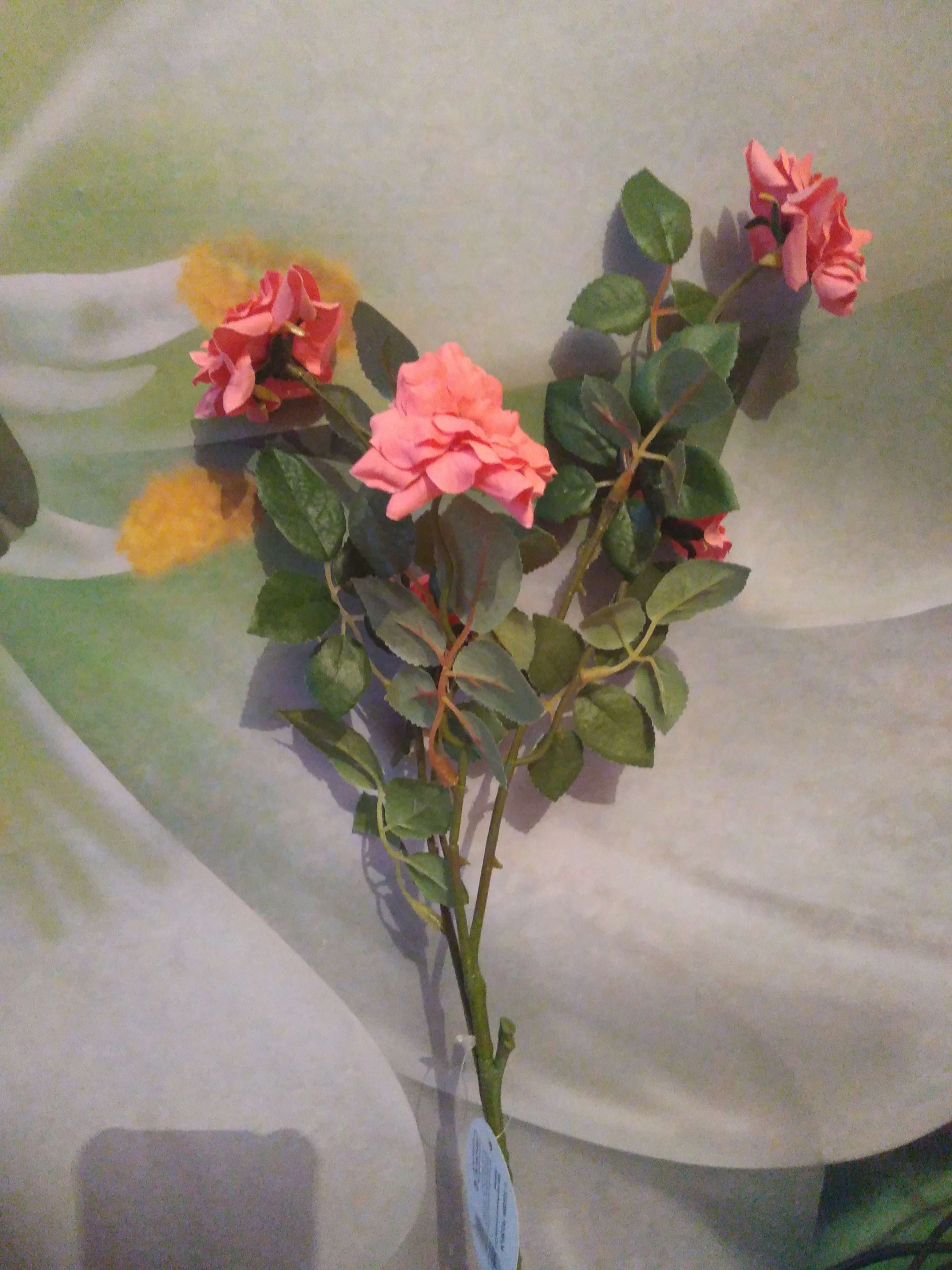 Фотография покупателя товара Цветы искусственные "Куст шиповника" 53 см персиковый - Фото 1