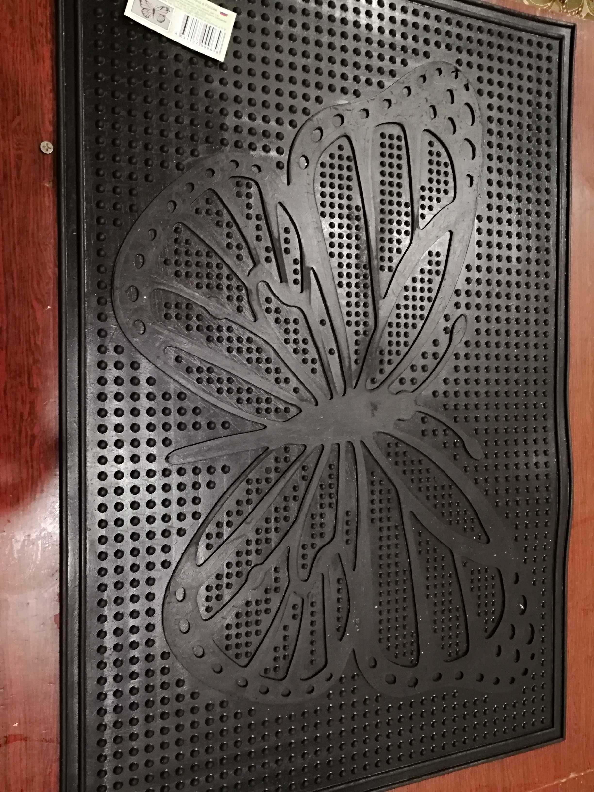 Фотография покупателя товара Коврик придверный резиновый «Бабочка», 40×60 см, цвет чёрный