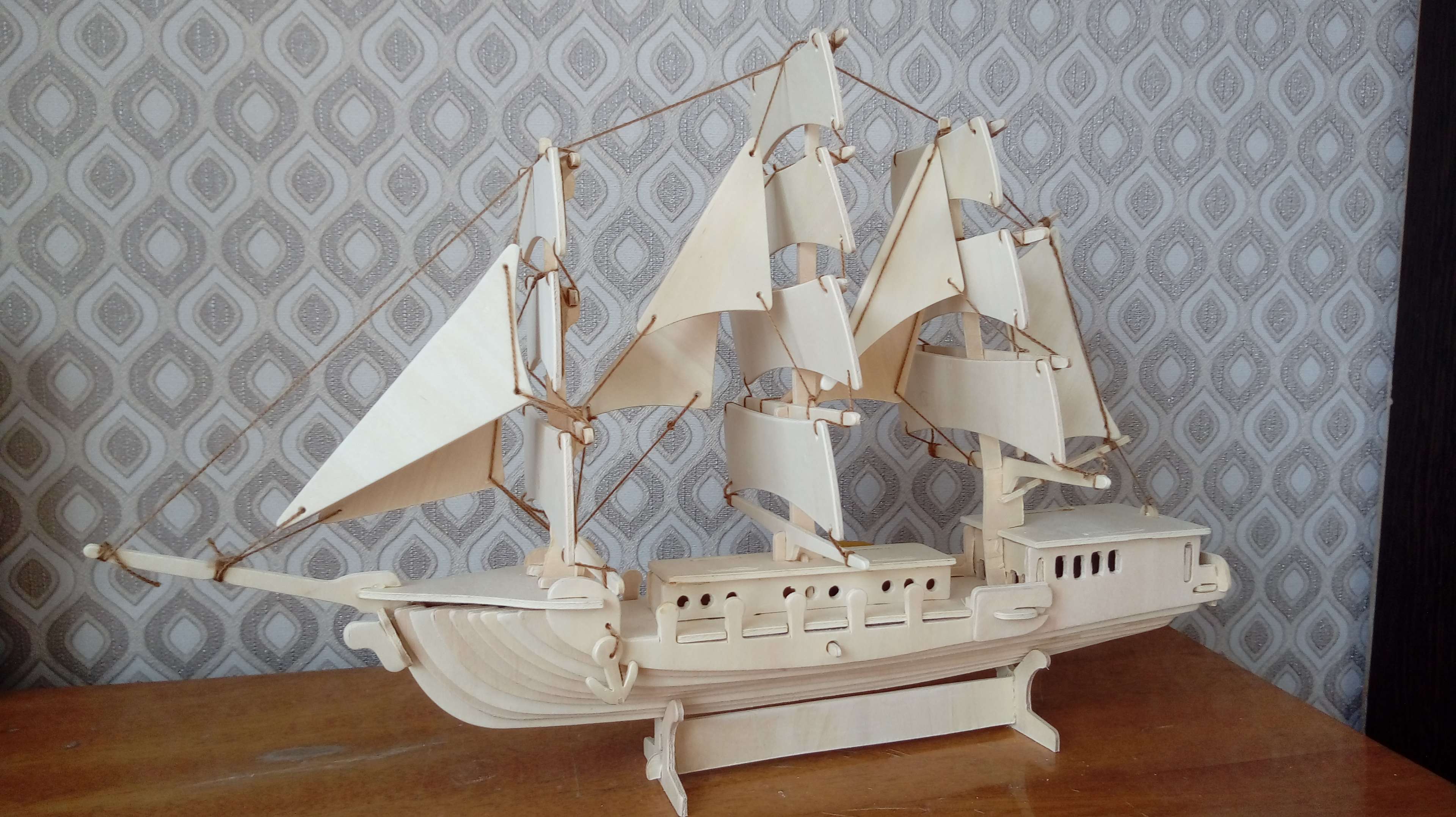 Фотография покупателя товара Конструктор деревянный 3D "Корабль парусник" - Фото 3