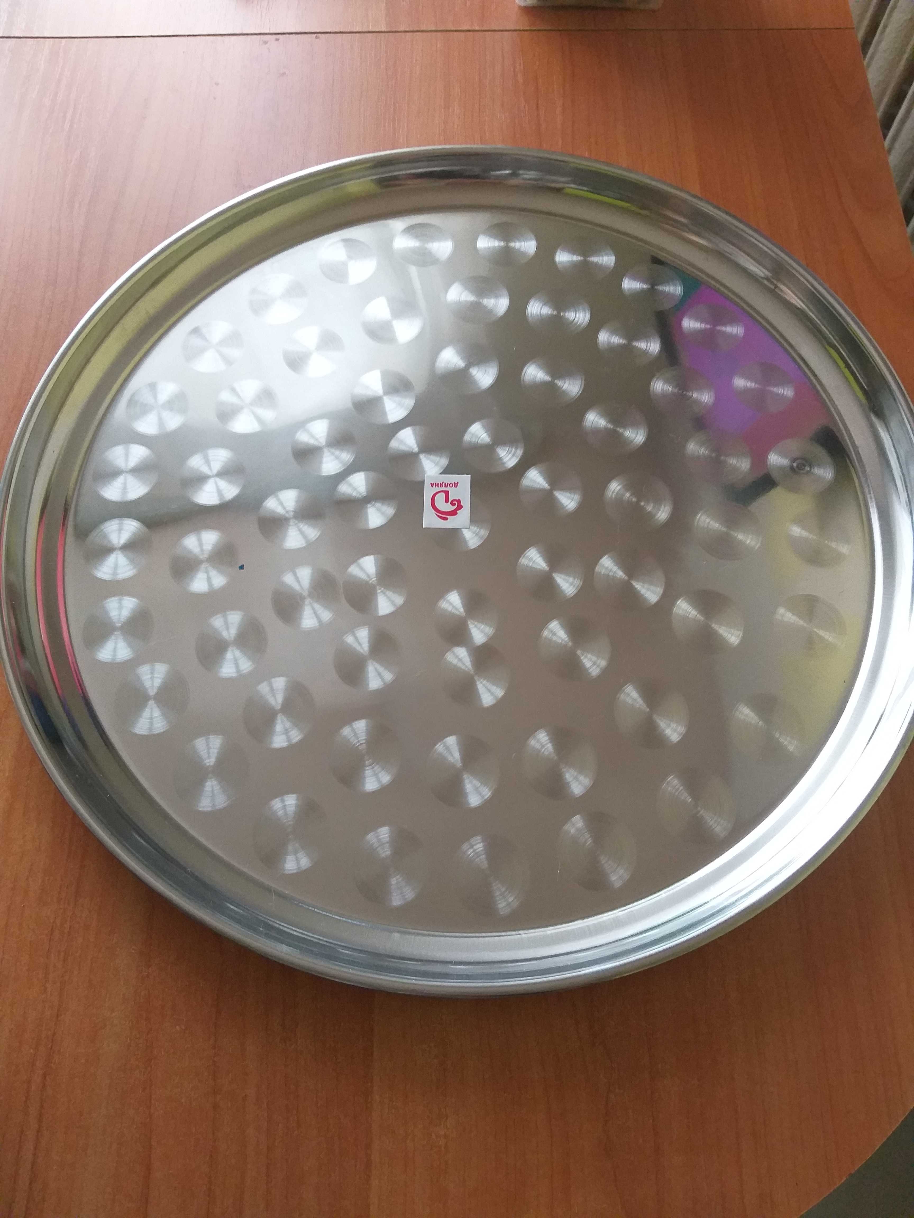 Фотография покупателя товара Поднос из нержавеющей стали Доляна «Индия», d=45 см, цвет серебряный
