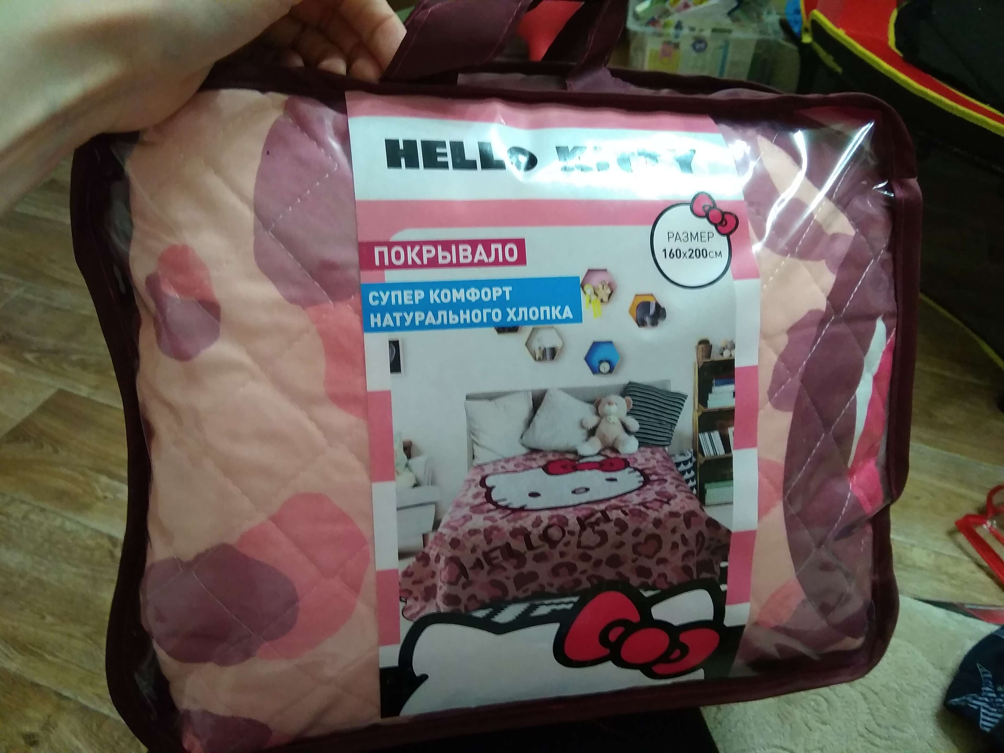 Фотография покупателя товара Покрывало Hello Kitty цвет розовый 160х200 см, поплин - Фото 2