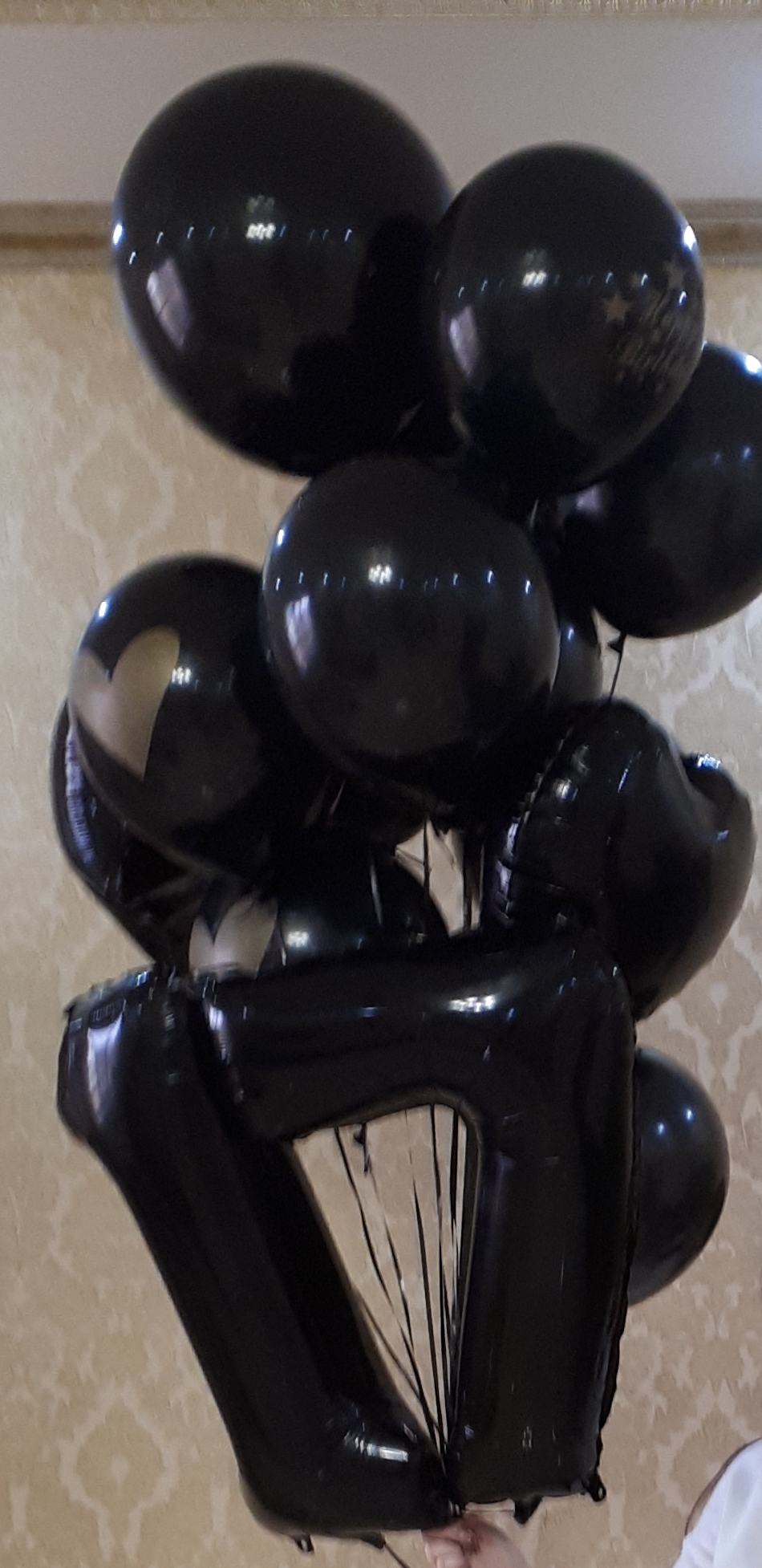 Фотография покупателя товара Букет из шаров «С днём рождения», латекс, набор 12 шт., цвет чёрный - Фото 1
