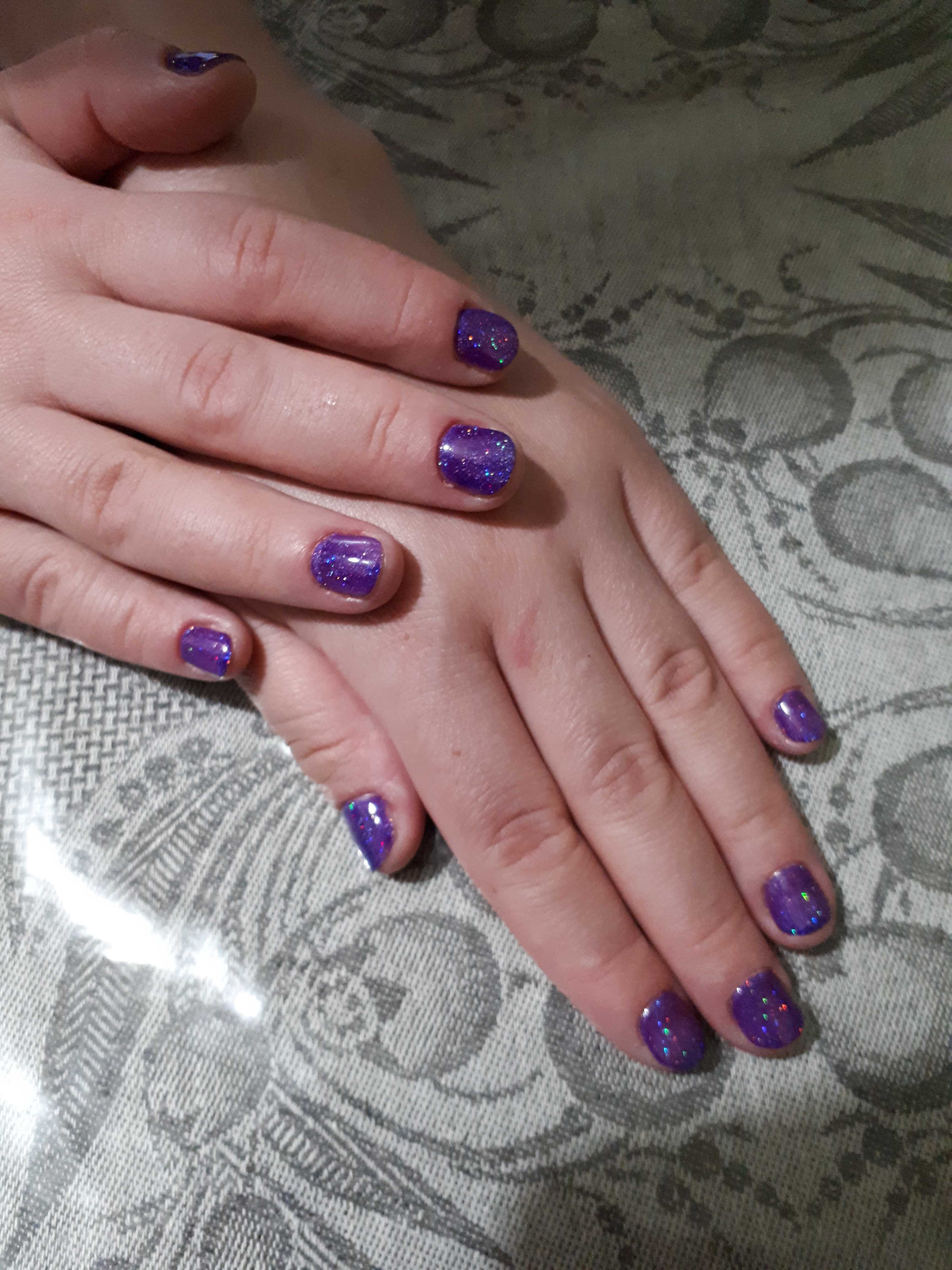 Фотография покупателя товара Гель-лак для ногтей, 5284-442, трёхфазный, LED/UV, 10мл, цвет 5284-442 фиолетовый блёстки