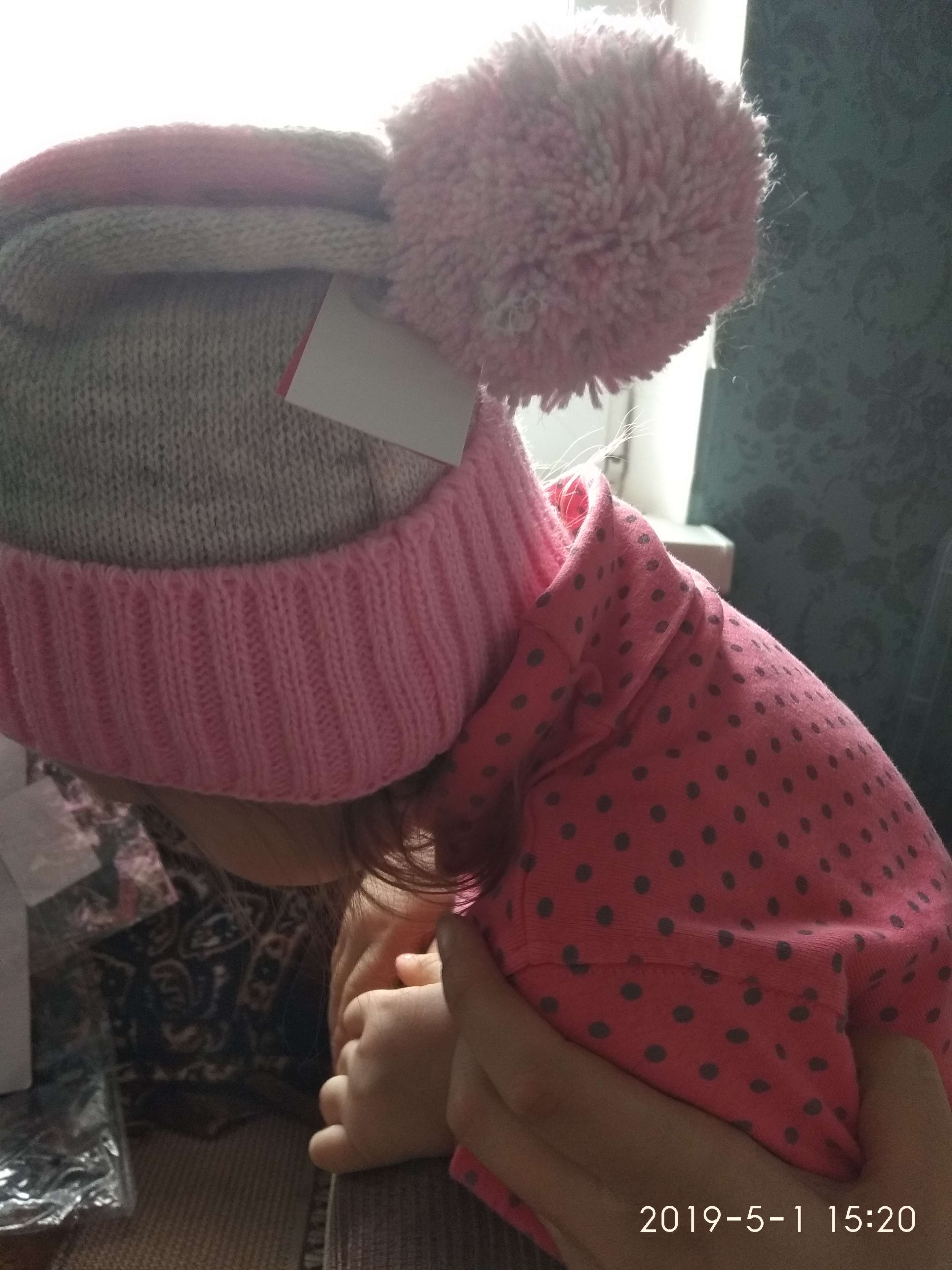 Фотография покупателя товара Шапка двухслойная детская "Зайка", размер 50, цвет светло-серый меланж/розовый кс116 - Фото 2