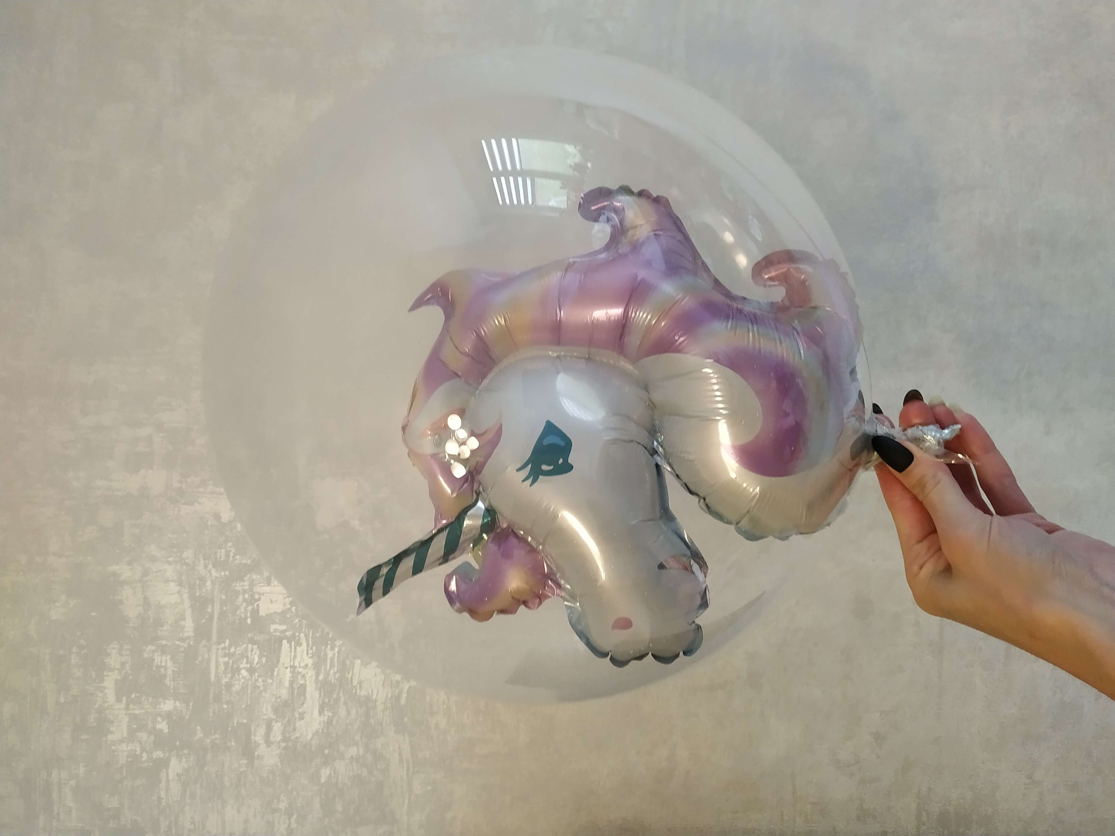 Фотография покупателя товара Шар полимерный 18" «Единорог», шар в шаре, с палочкой, цвет фиолетовый - Фото 2
