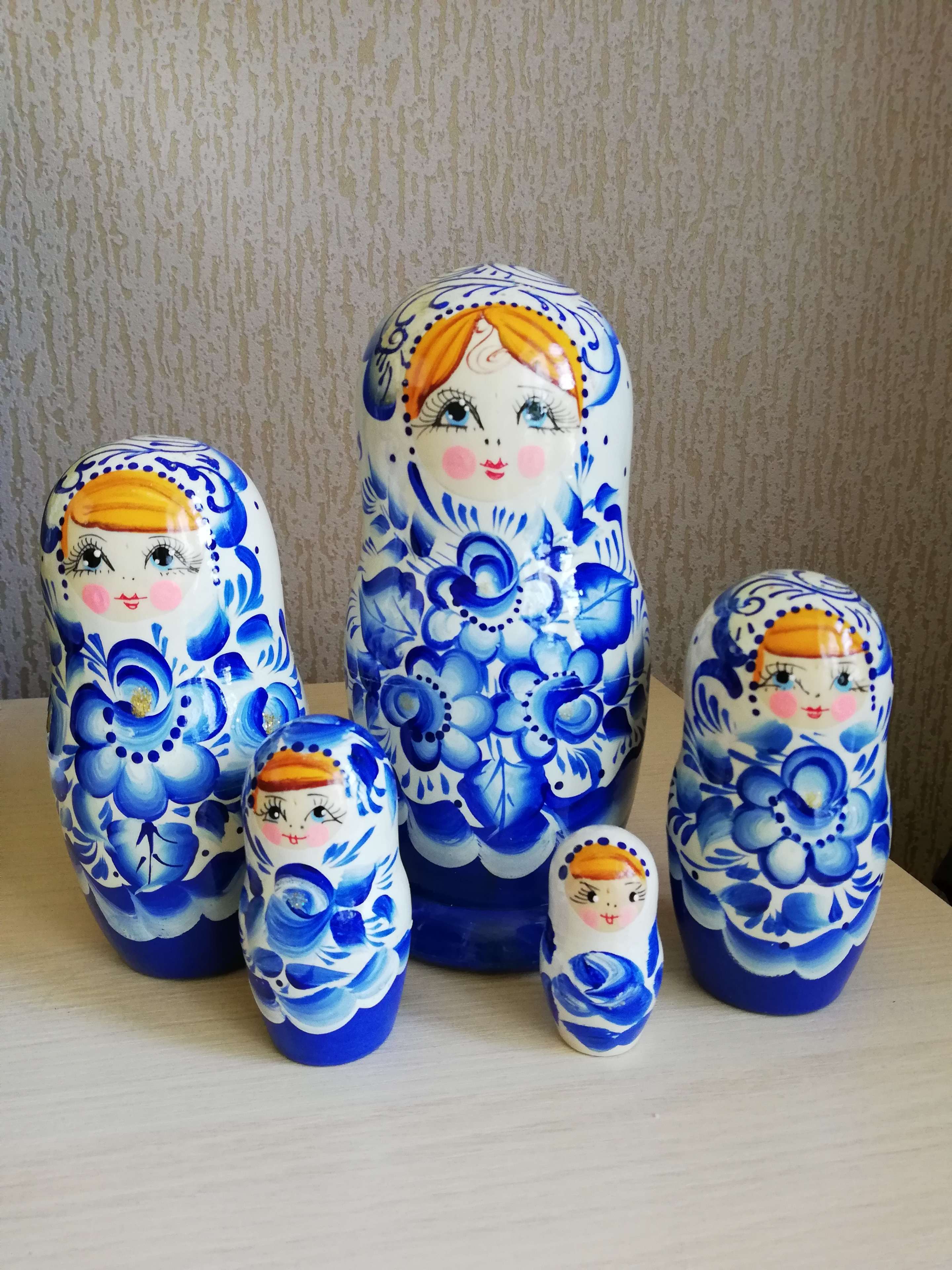 Фотография покупателя товара Матрёшка «Гжель», синее платье, 5 кукольная, 18 см