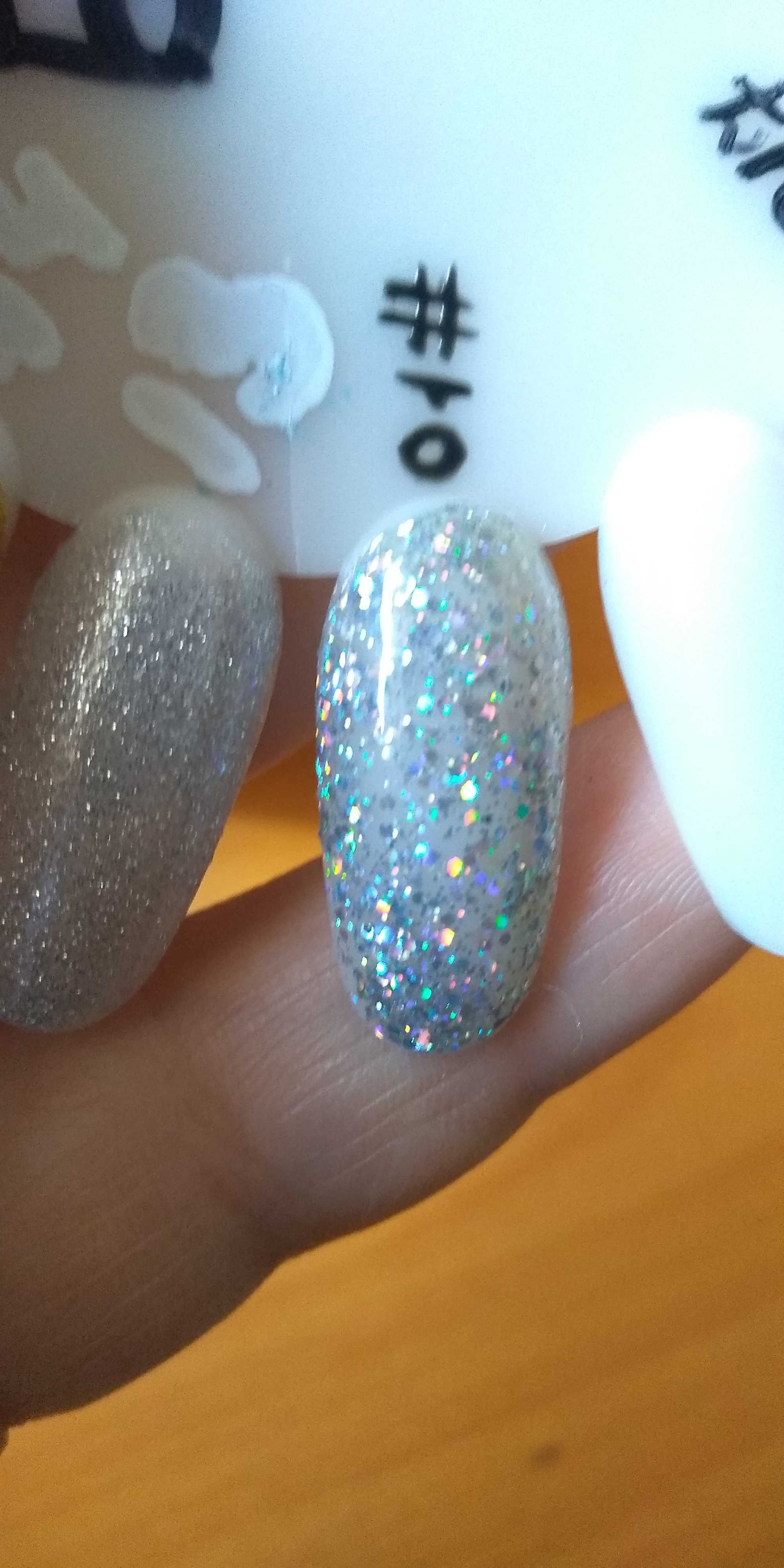 Фотография покупателя товара Гель-лак для ногтей "Искрящийся бриллиант", трёхфазный LED/UV, 10мл, цвет 001 серебряный
