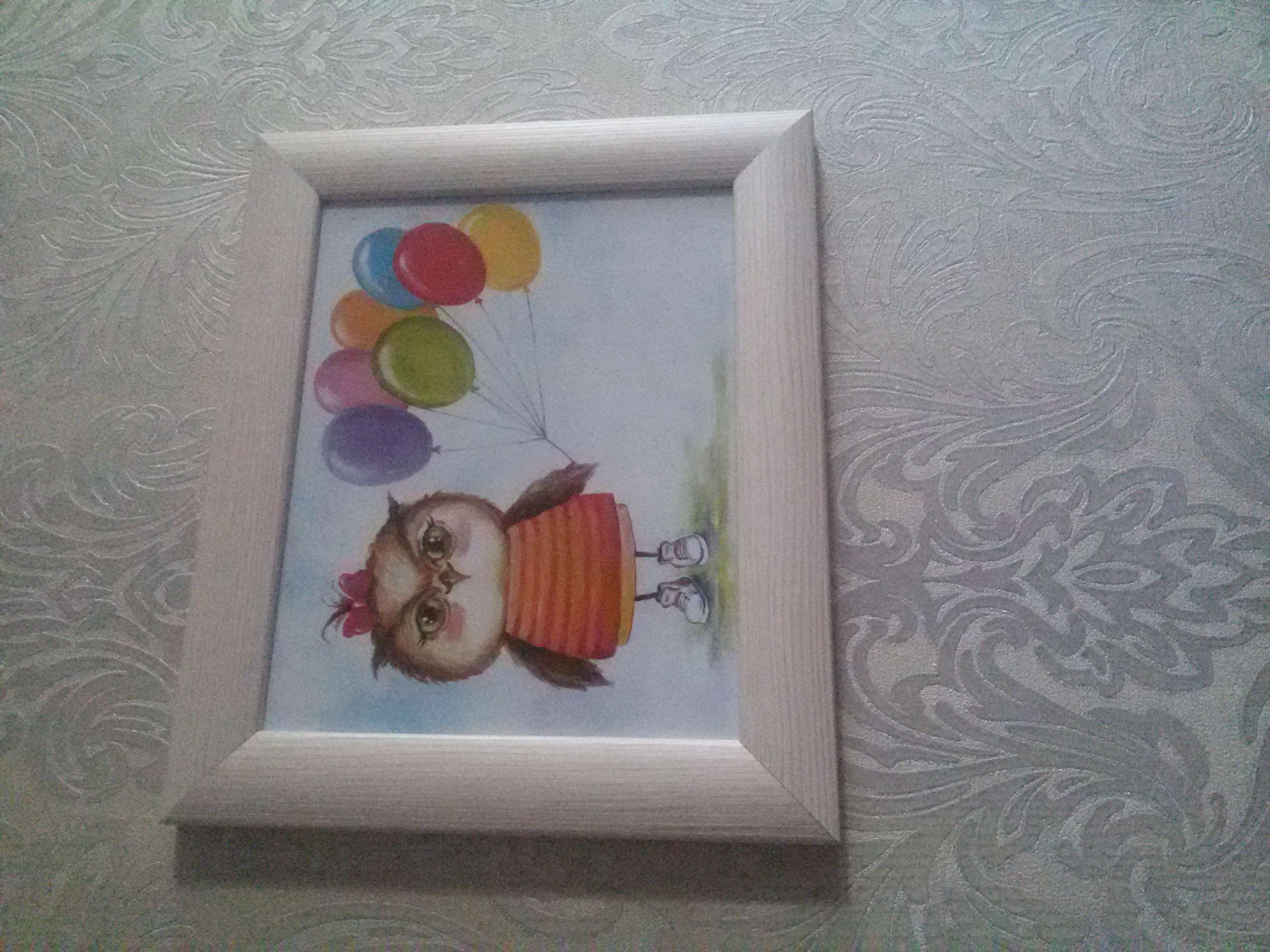 Фотография покупателя товара Картина "Совята" совушка с шариками, 30х25 см  МДФ - Фото 1