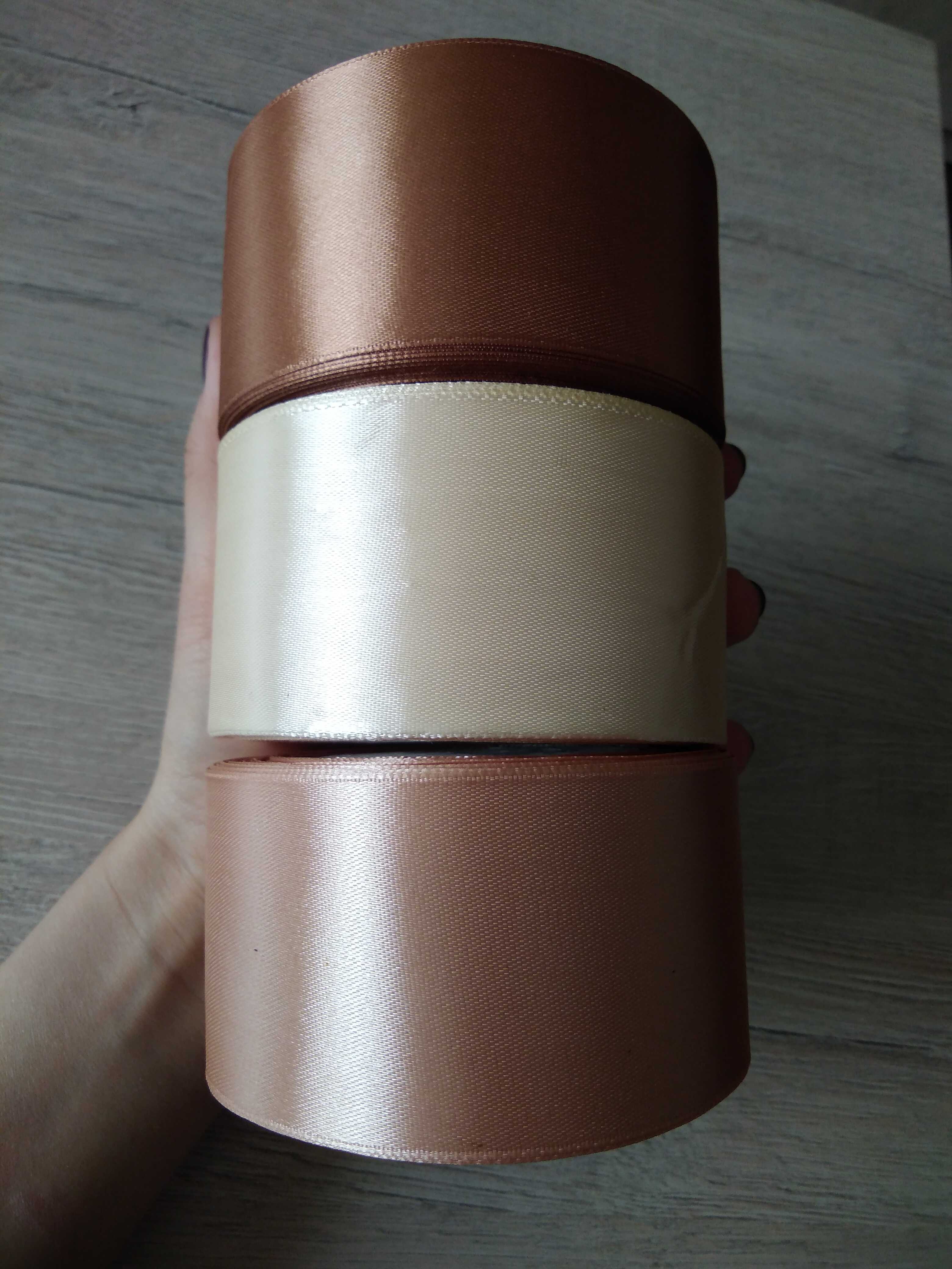 Фотография покупателя товара Набор атласных лент, 3 шт, размер 1 ленты: 50 мм × 23 ± 1 м, цвет бежевый спектр