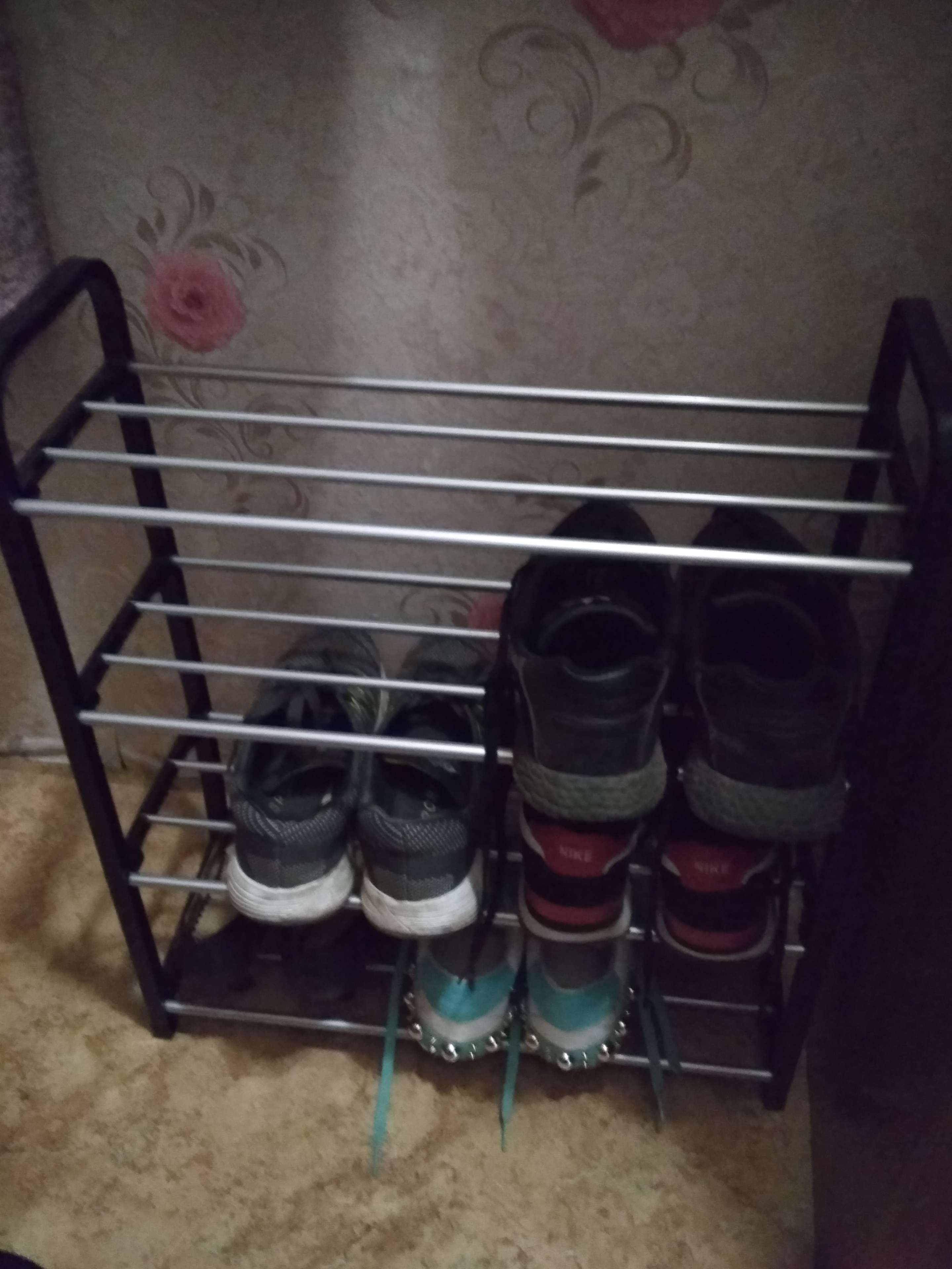 Фотография покупателя товара Обувница Доляна, 4 яруса, 50×19×59 см, цвет зелёный - Фото 59