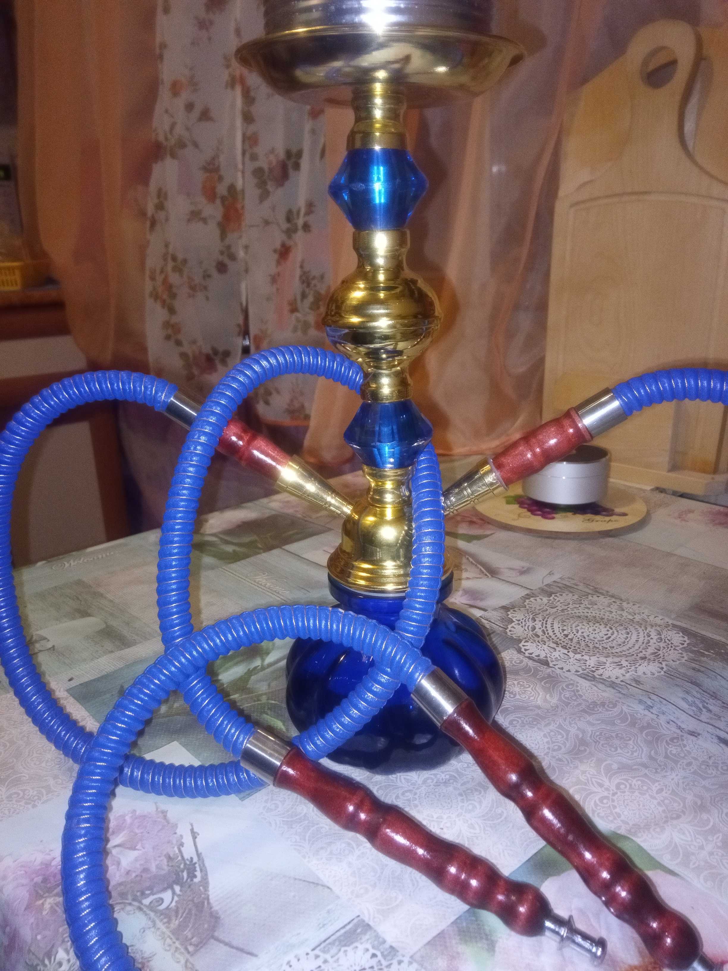 Фотография покупателя товара Кальян "Лагуна", 33 см, 2 трубки, синий - Фото 1
