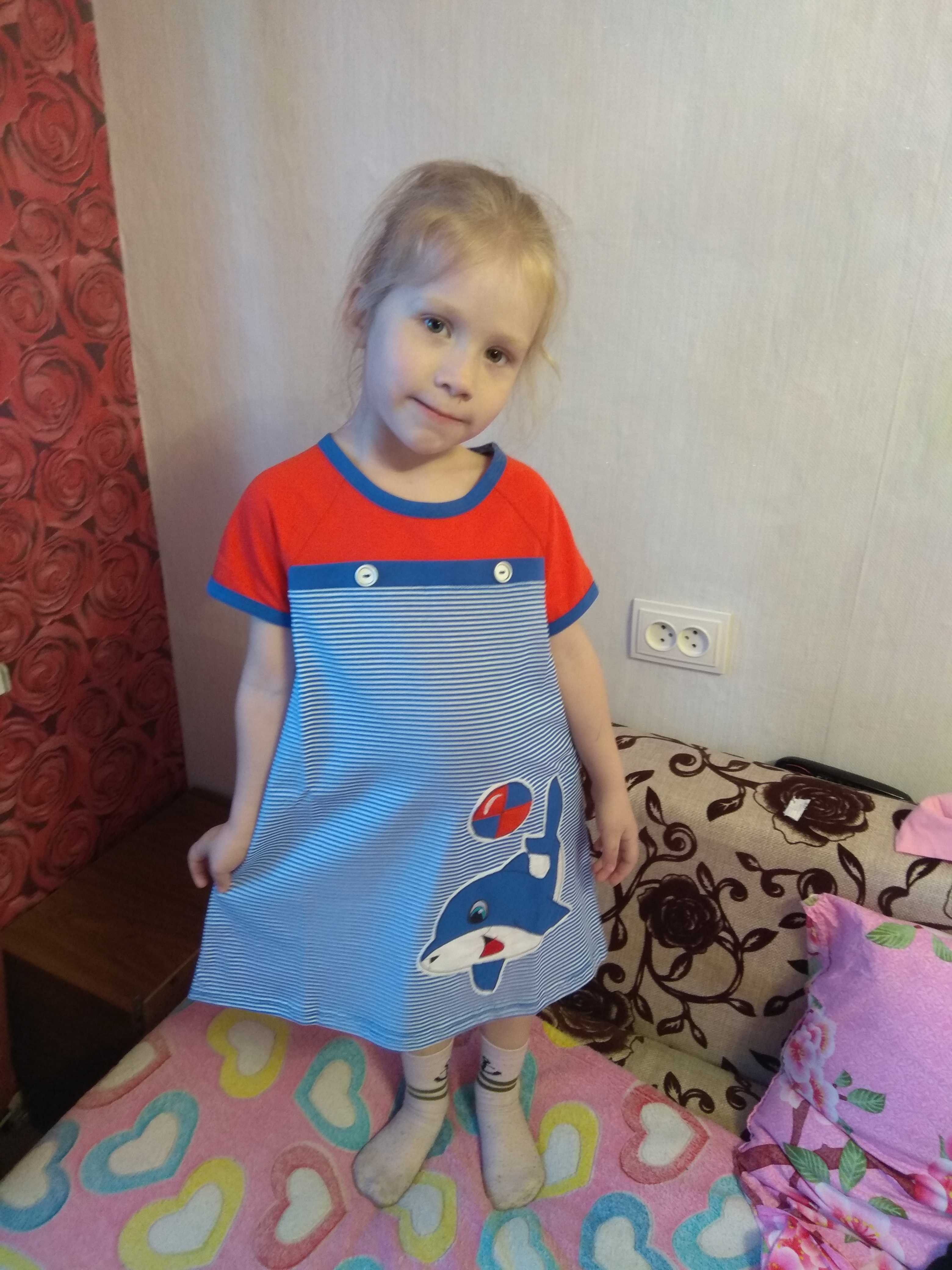 Фотография покупателя товара Платье для девочки, цвет синий, рост 116 см - Фото 1