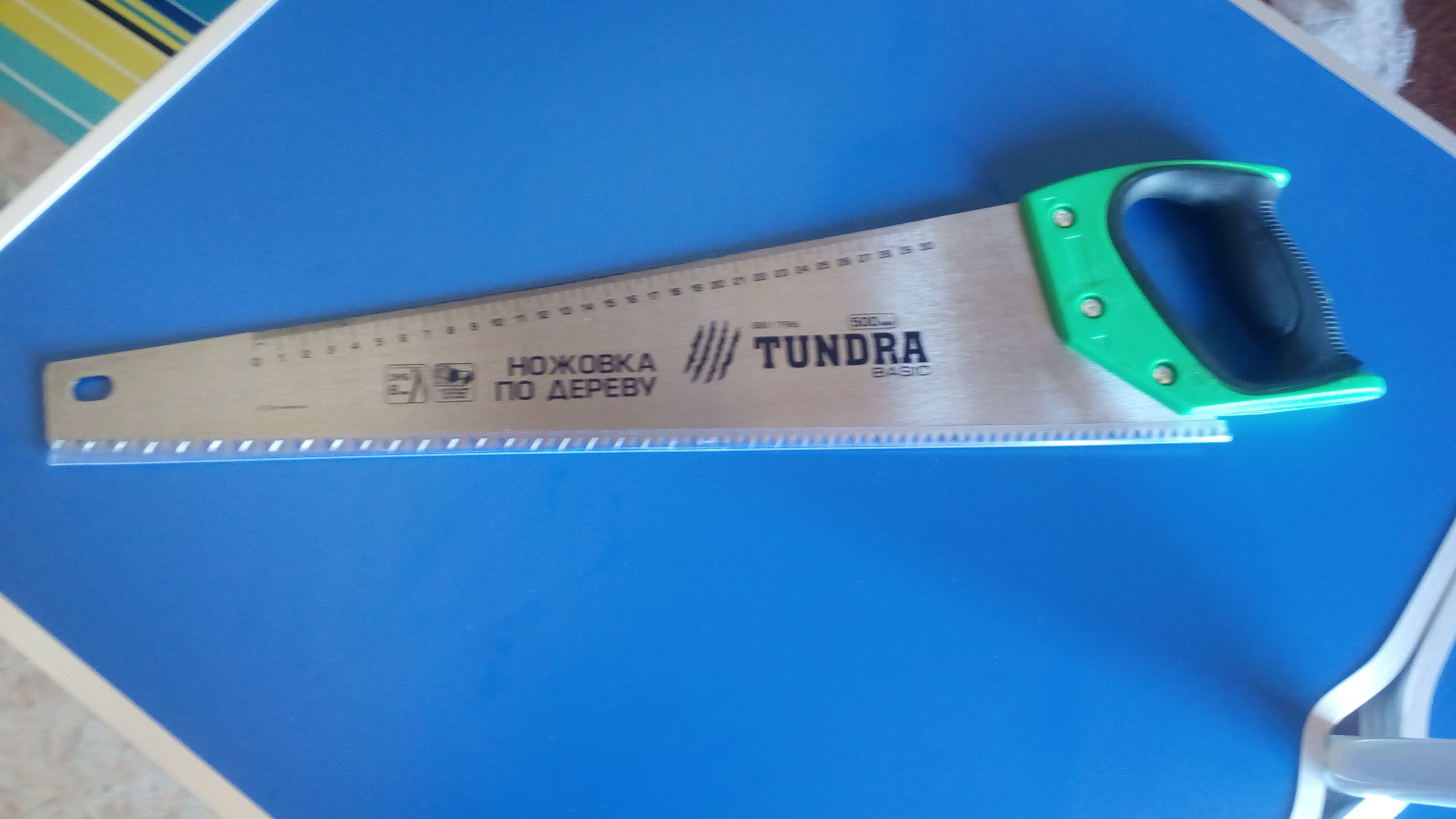 Фотография покупателя товара УЦЕНКА Ножовка по дереву ТУНДРА, 500 мм, 2D заточка, крупный зуб