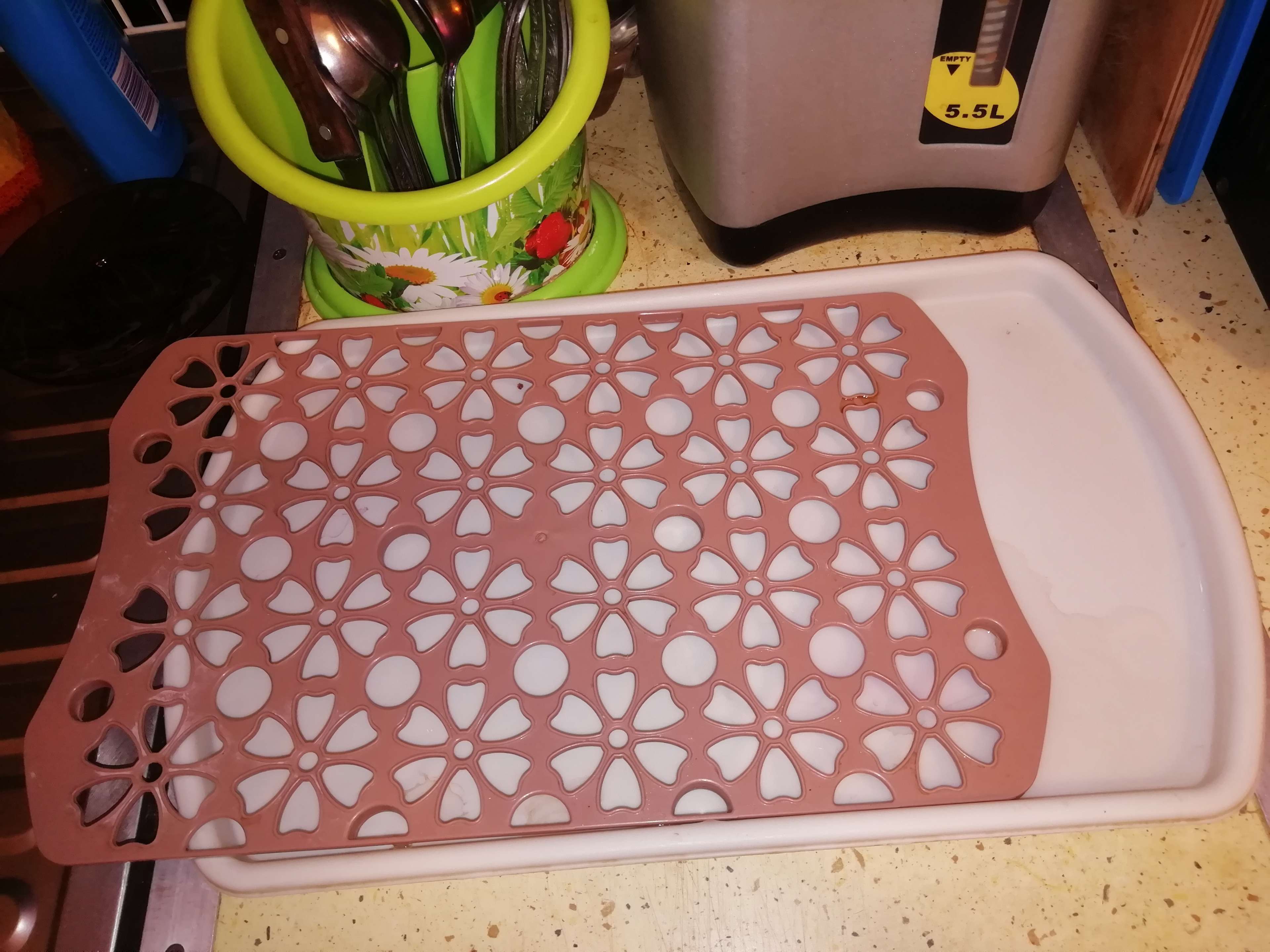 Фотография покупателя товара Поднос с вкладышем для сушки посуды, 40×24 см, цвет МИКС - Фото 1
