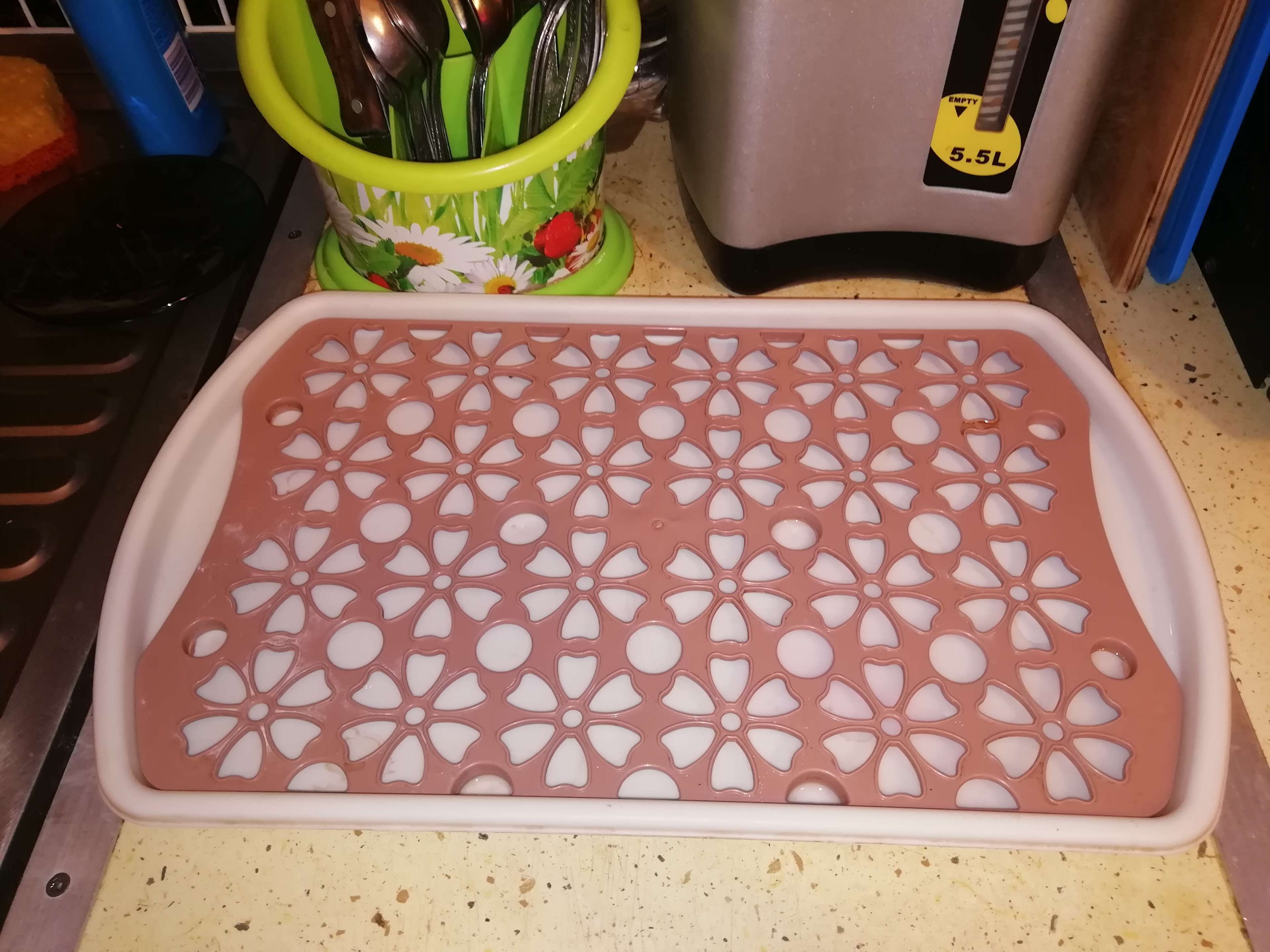 Фотография покупателя товара Поднос с вкладышем для сушки посуды, 40×24 см, цвет МИКС - Фото 2