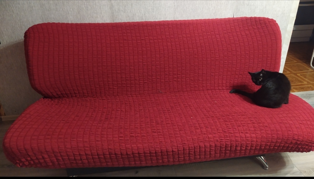 Фотография покупателя товара Чехол для трёхместного дивана Karna, без подлокотников, без юбки, цвет бордовый
