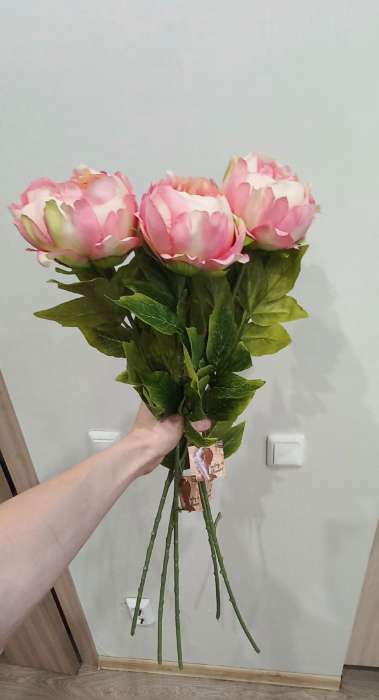 Фотография покупателя товара Цветы искусственные "Крупный пион" 9х70 см, розовый - Фото 2