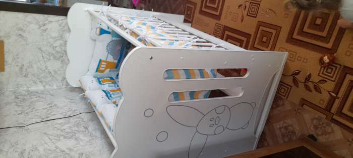 Фотография покупателя товара Кровать детская Sweet Rabbit колесо-качалка с маятником, цвет белый - Фото 2