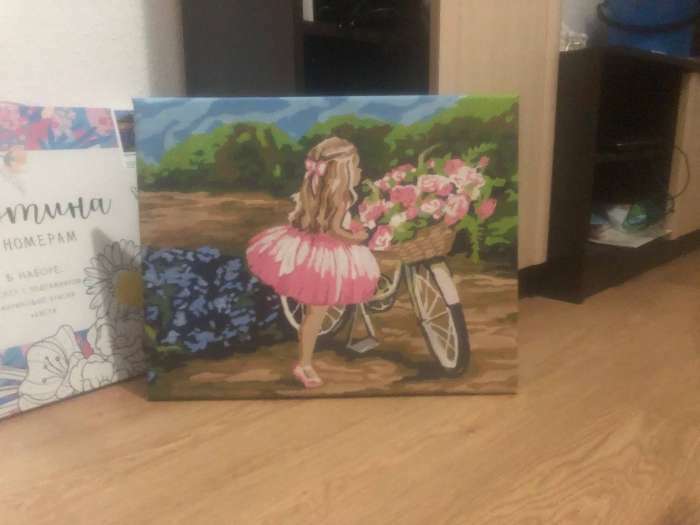Фотография покупателя товара Картина по номерам на холсте с подрамником «Девочка с велосипедом» 40 × 50 см - Фото 6