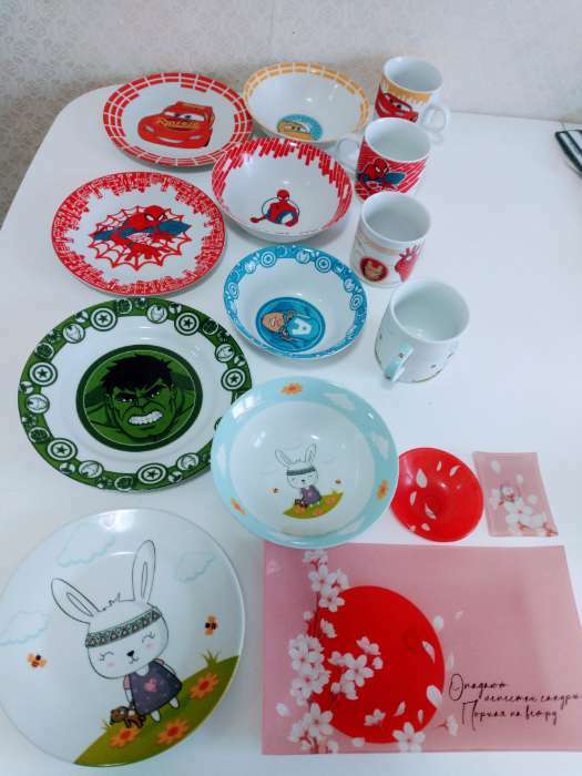 Фотография покупателя товара Набор посуды, 3 предмета: тарелка Ø 16,5 см, миска Ø 14 см, кружка 200 мл, Тачки - Фото 9