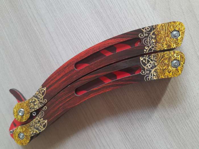 Фотография покупателя товара Сувенир деревянный «Нож бабочка» красные линии - Фото 2