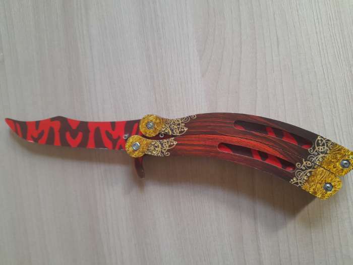 Фотография покупателя товара Сувенир деревянный «Нож бабочка» красные линии - Фото 2