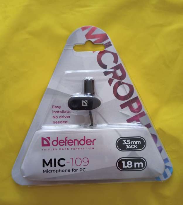 Фотография покупателя товара Микрофон Defender MIC-109, компьютерный, на прищепке, кабель 1.8 м, черный - Фото 2