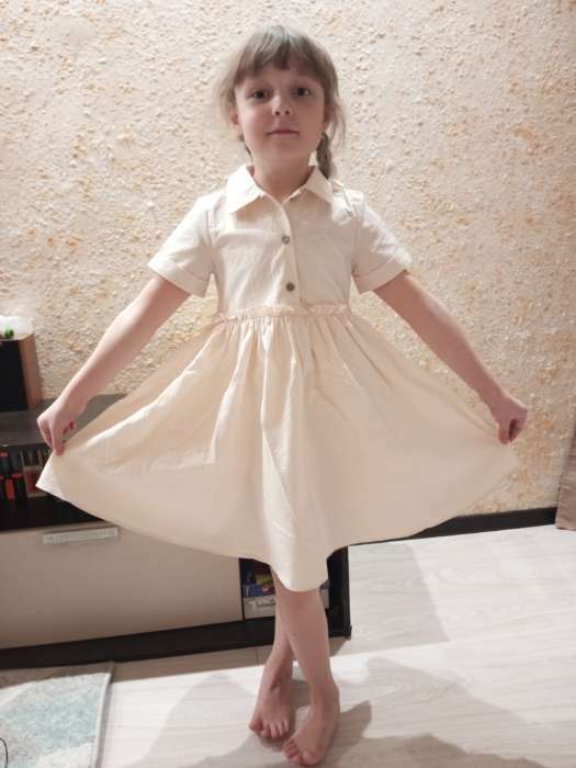 Фотография покупателя товара Платье для девочки с воротником KAFTAN, размер 34 (122-128), цвет молочный