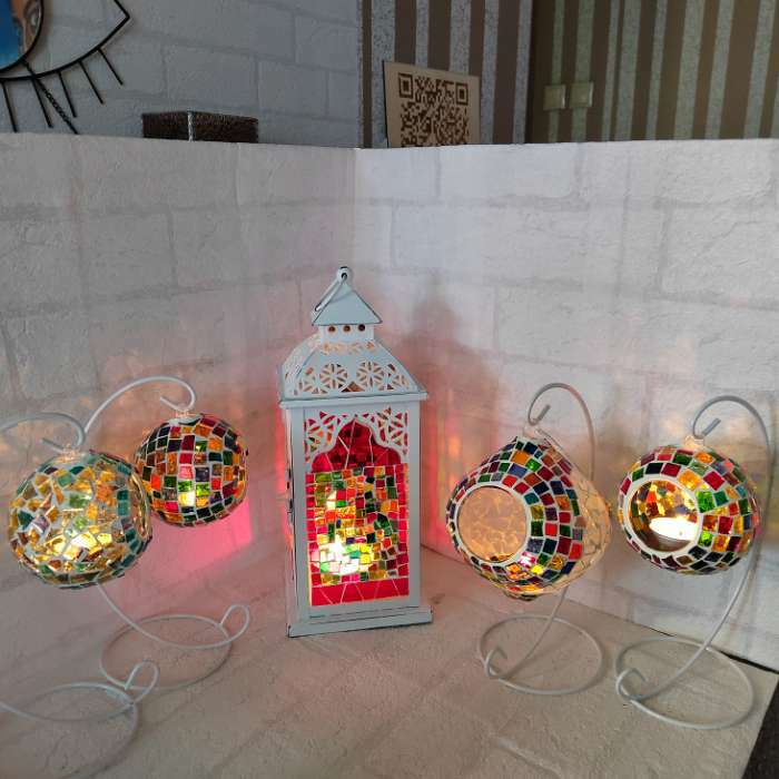 Фотография покупателя товара Металлический подсвечник «Фонарь - ажур», белый, 11.5×11.5×29 см - Фото 1