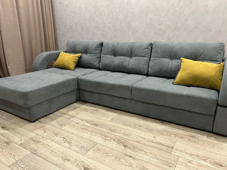 Фотография покупателя товара Угловой диван «Элита 3», угол левый, пантограф, велюр, цвет селфи 07, подушки селфи 08 - Фото 2