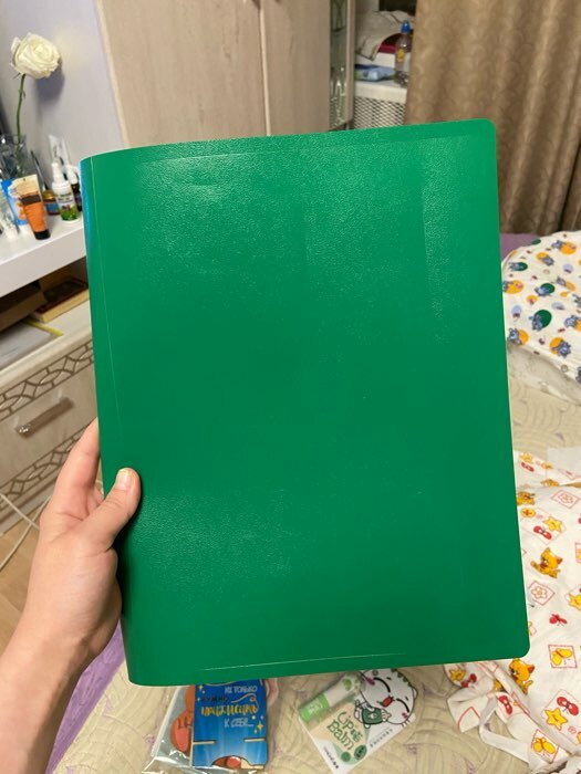Фотография покупателя товара Папка с 10 вкладышами А4, 500 мкм, Calligrata, текстура "песок", зелёная